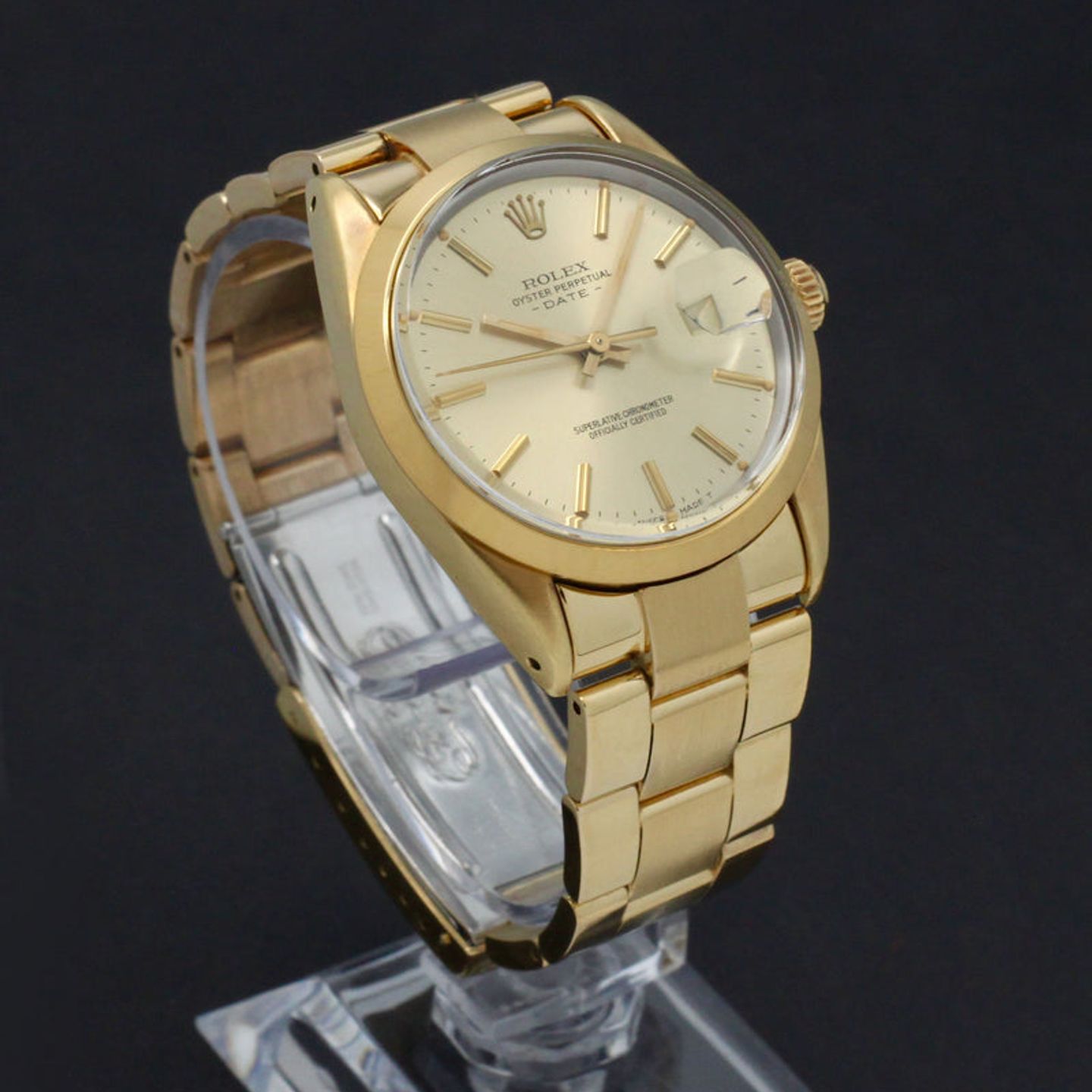 Rolex Oyster Perpetual Date 15505 (1985) - Gold dial 34 mm Gold/Steel case (3/6)