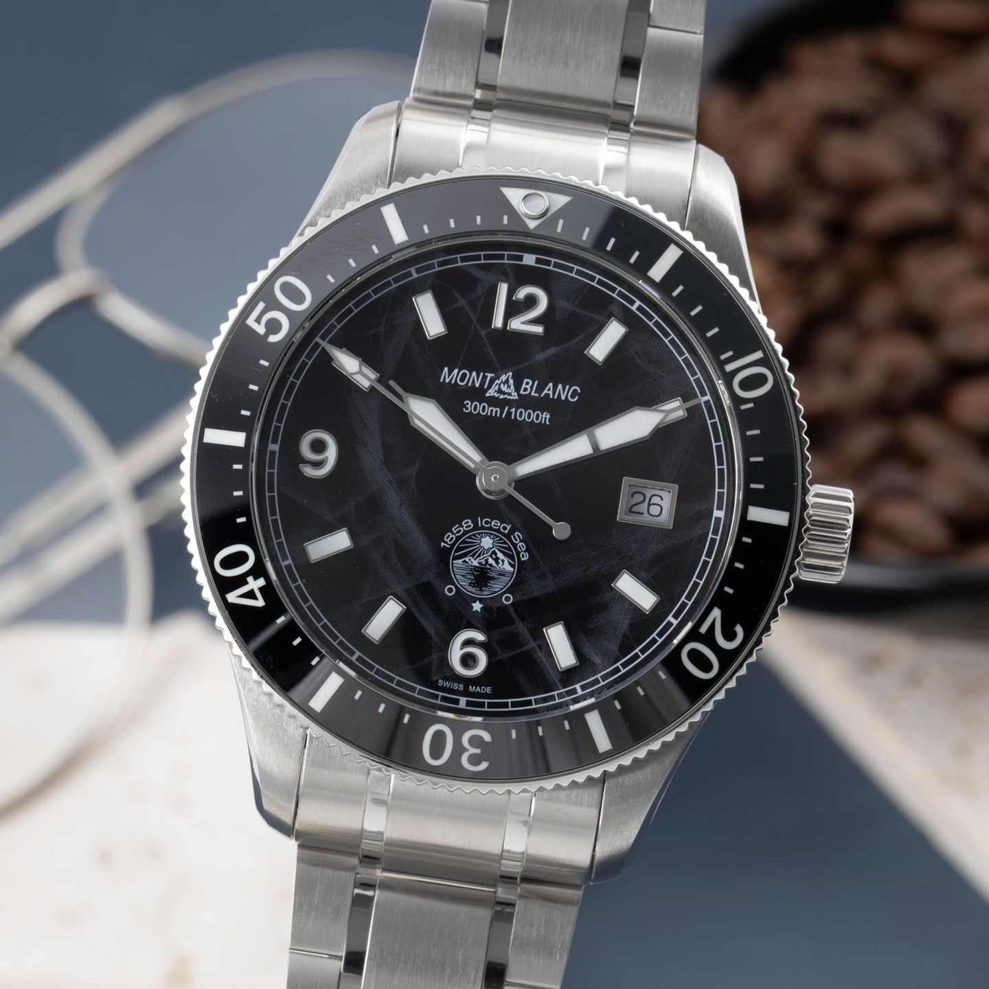 Montblanc 1858 MB129371  7578 (Onbekend (willekeurig serienummer)) - Zwart wijzerplaat 42mm Staal (3/8)