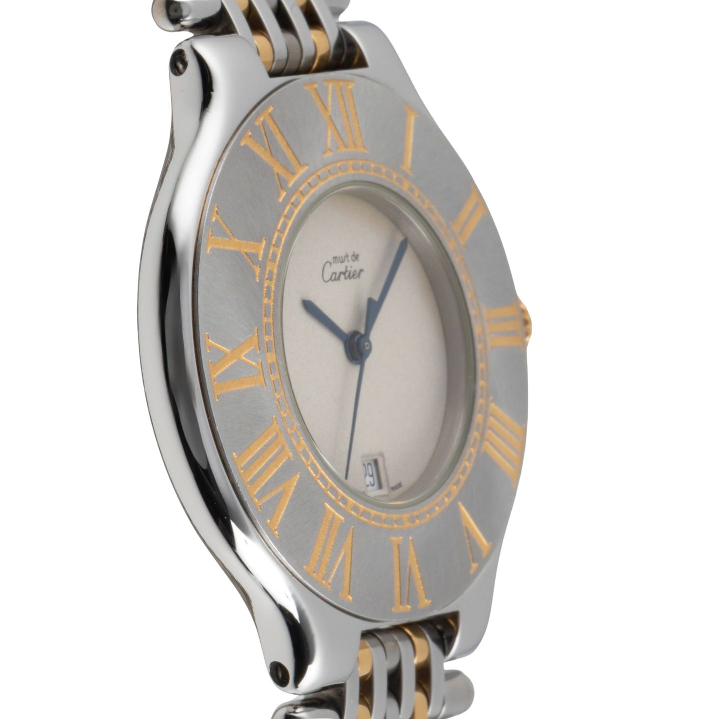 Cartier 21 Must de Cartier W10052F4 (1990) - Silver dial 35 mm Gold/Steel case (7/8)
