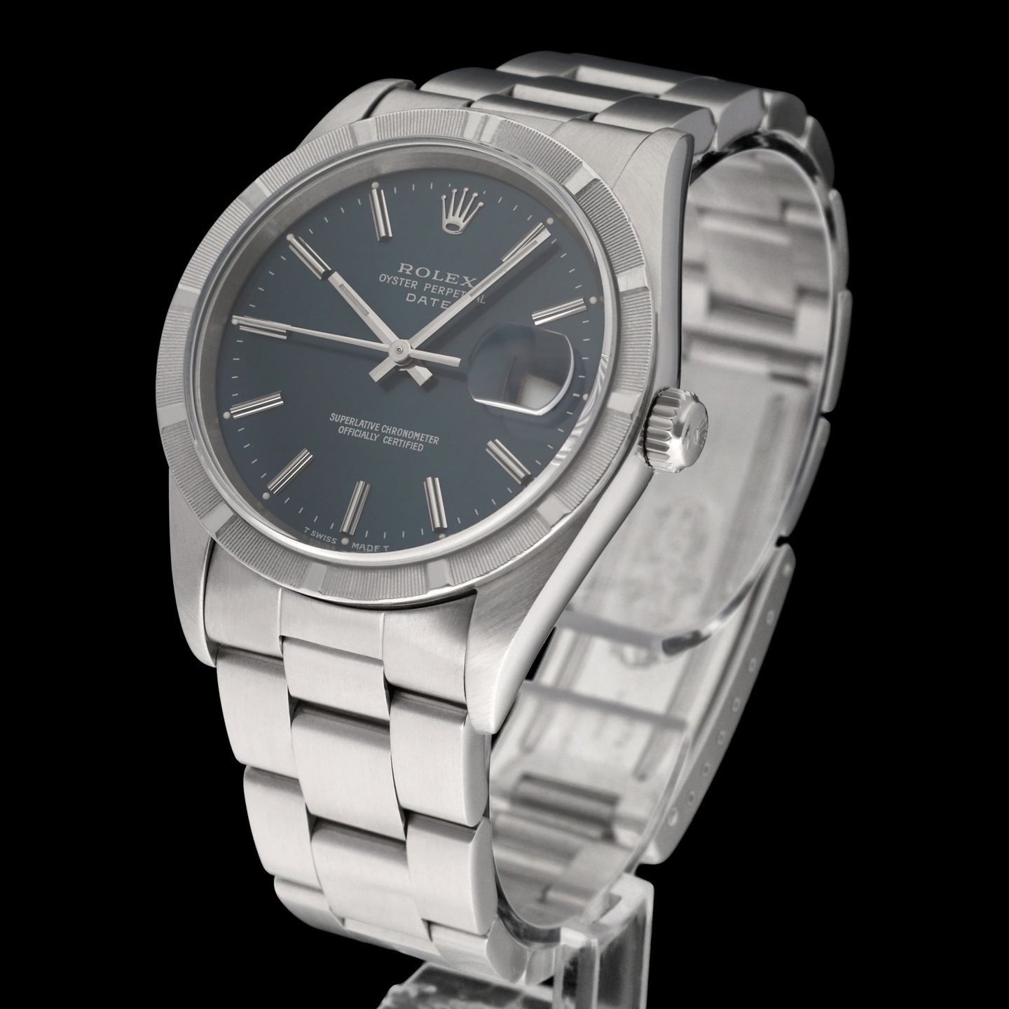 Rolex Oyster Perpetual Date 15210 (1993) - Blue dial 34 mm Steel case (2/7)