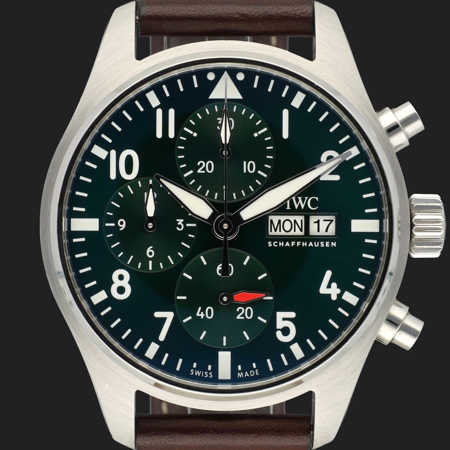 IWC Pilot Chronograph IW388103 (2022) - Groen wijzerplaat 41mm Staal (2/8)