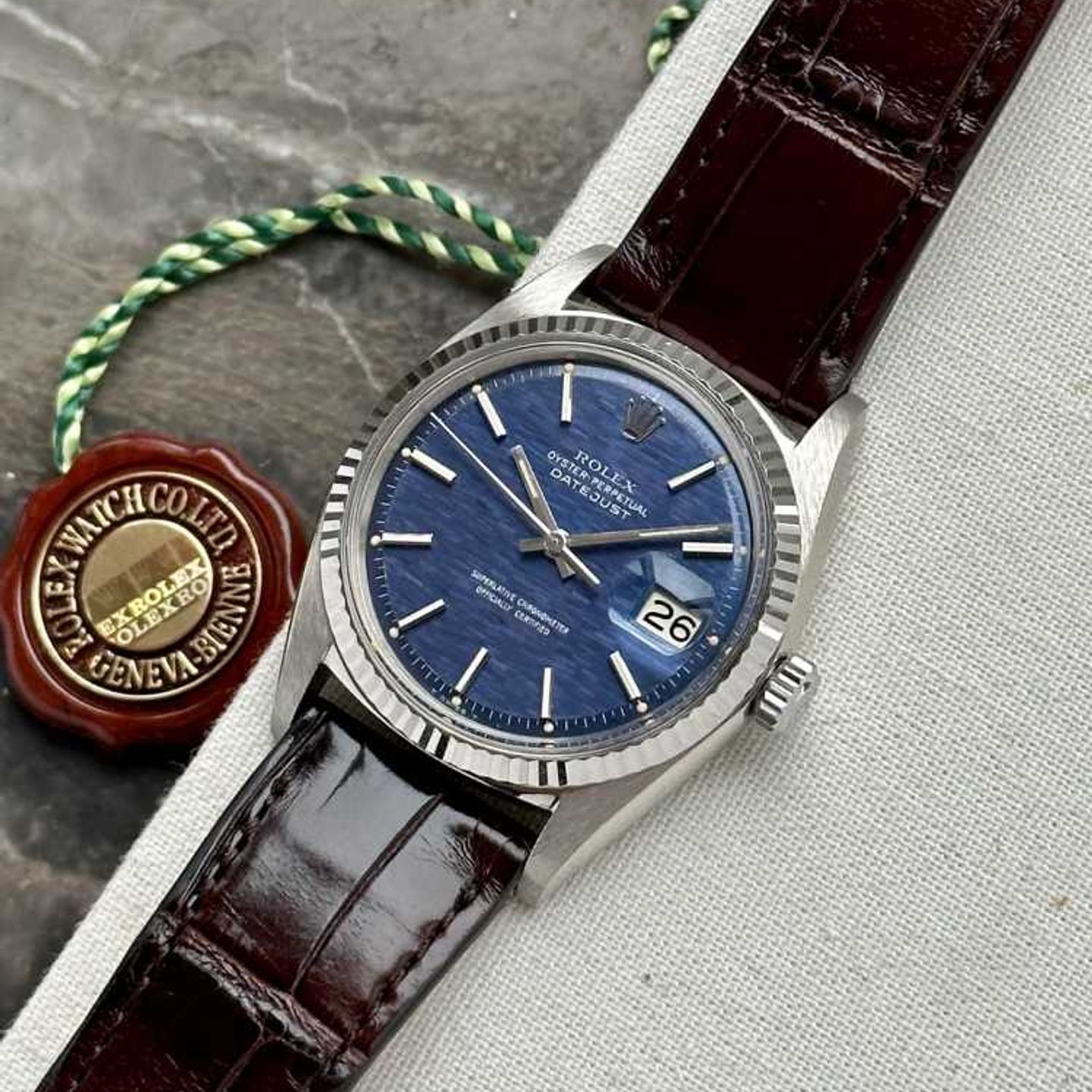 Rolex Datejust 1601/9 (1972) - Blue dial 36 mm White Gold case (7/10)