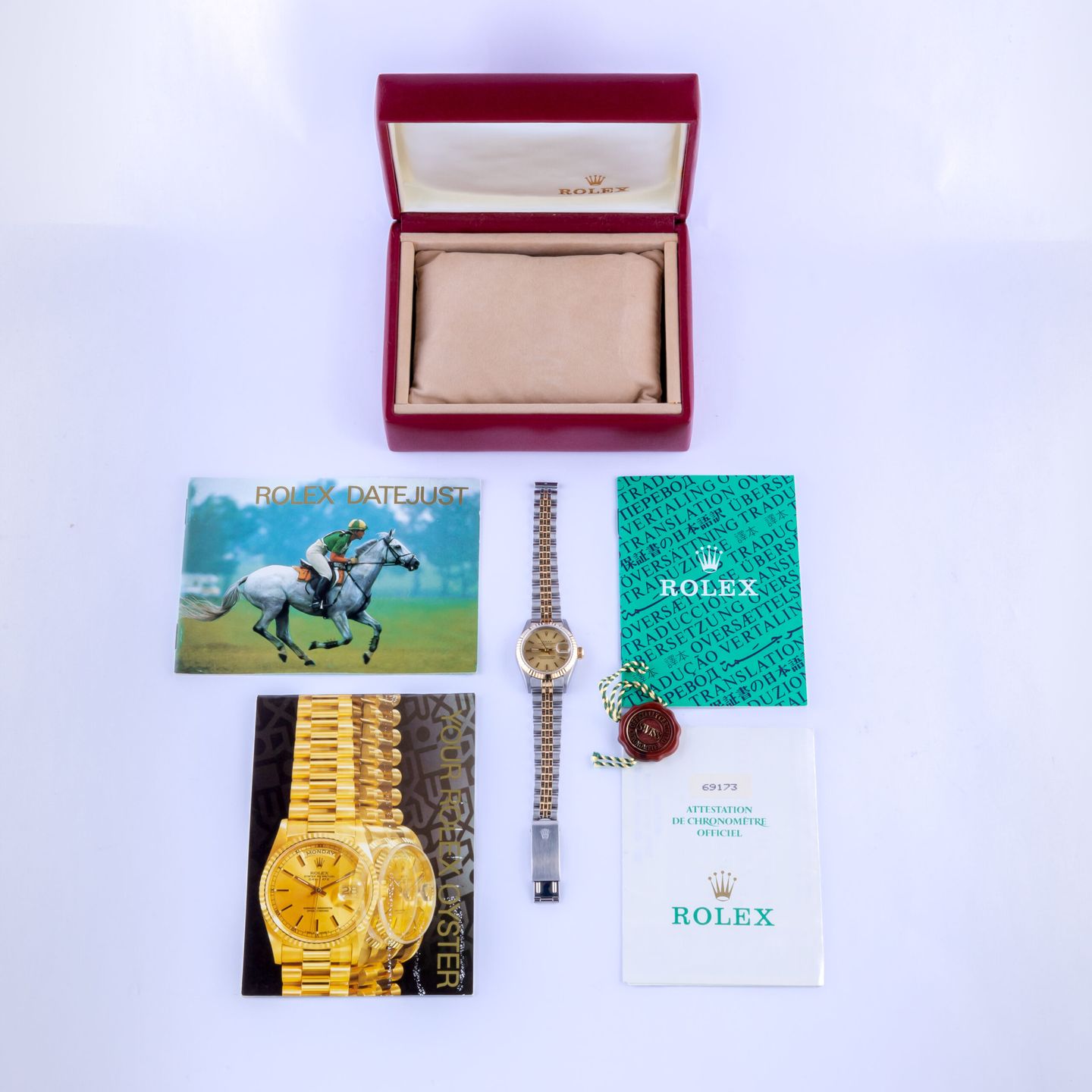 Rolex Lady-Datejust 69173 (1990) - Champagne wijzerplaat 26mm Goud/Staal (8/8)