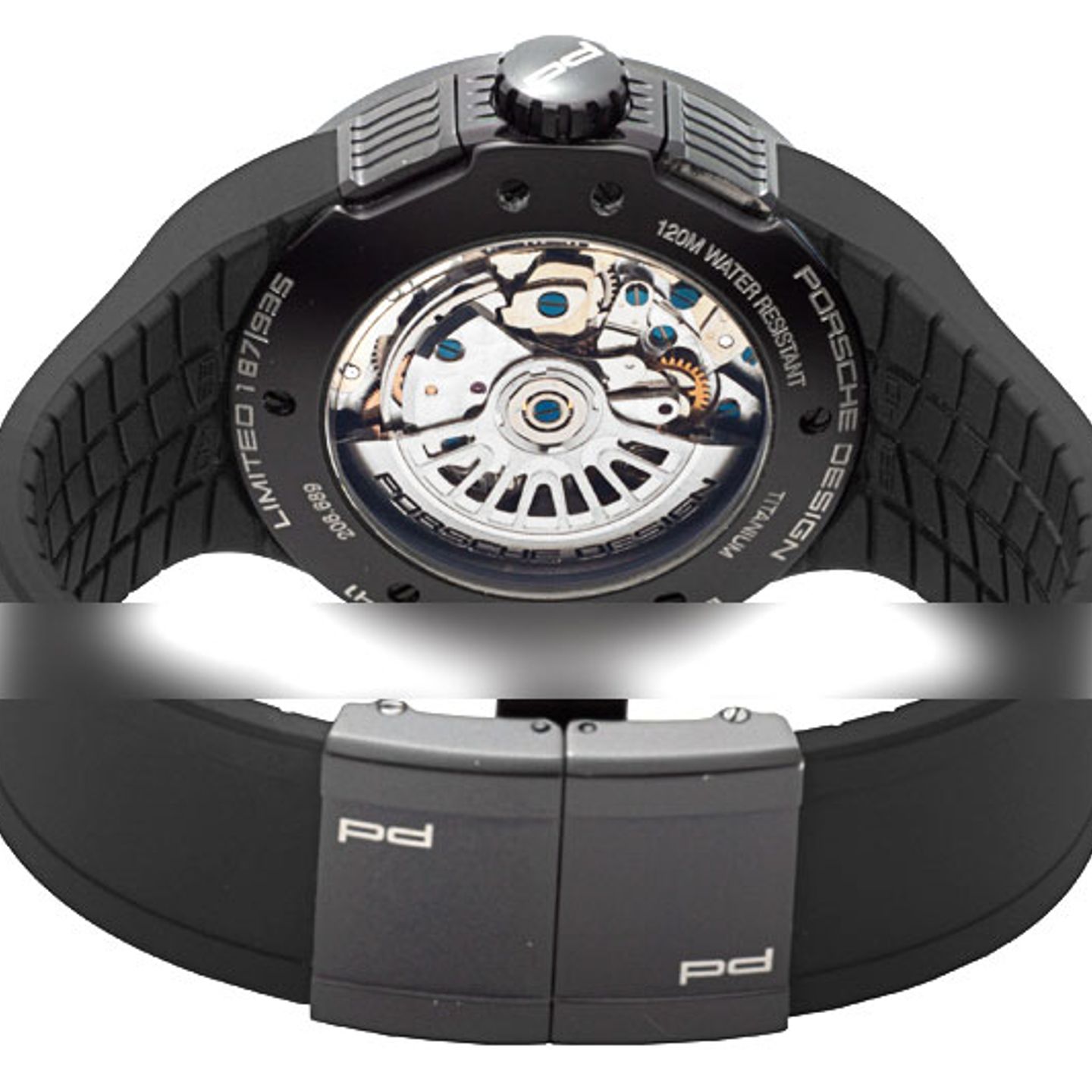 Porsche Design Flat Six P6341.13.44.1169 (2008) - Zwart wijzerplaat 45mm Titanium (3/4)