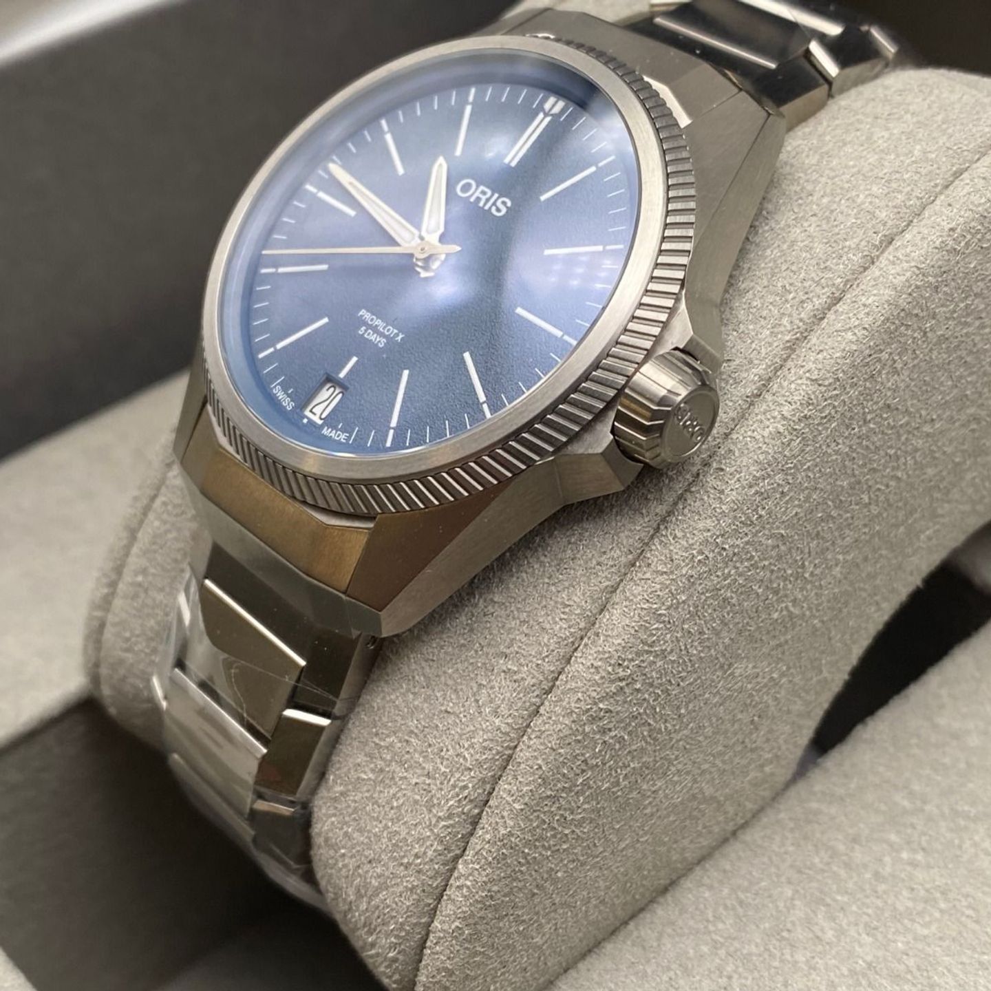 Oris Big Crown ProPilot 01 400 7778 7155-07 7 20 01TLC (2023) - Blauw wijzerplaat 39mm Titanium (3/8)