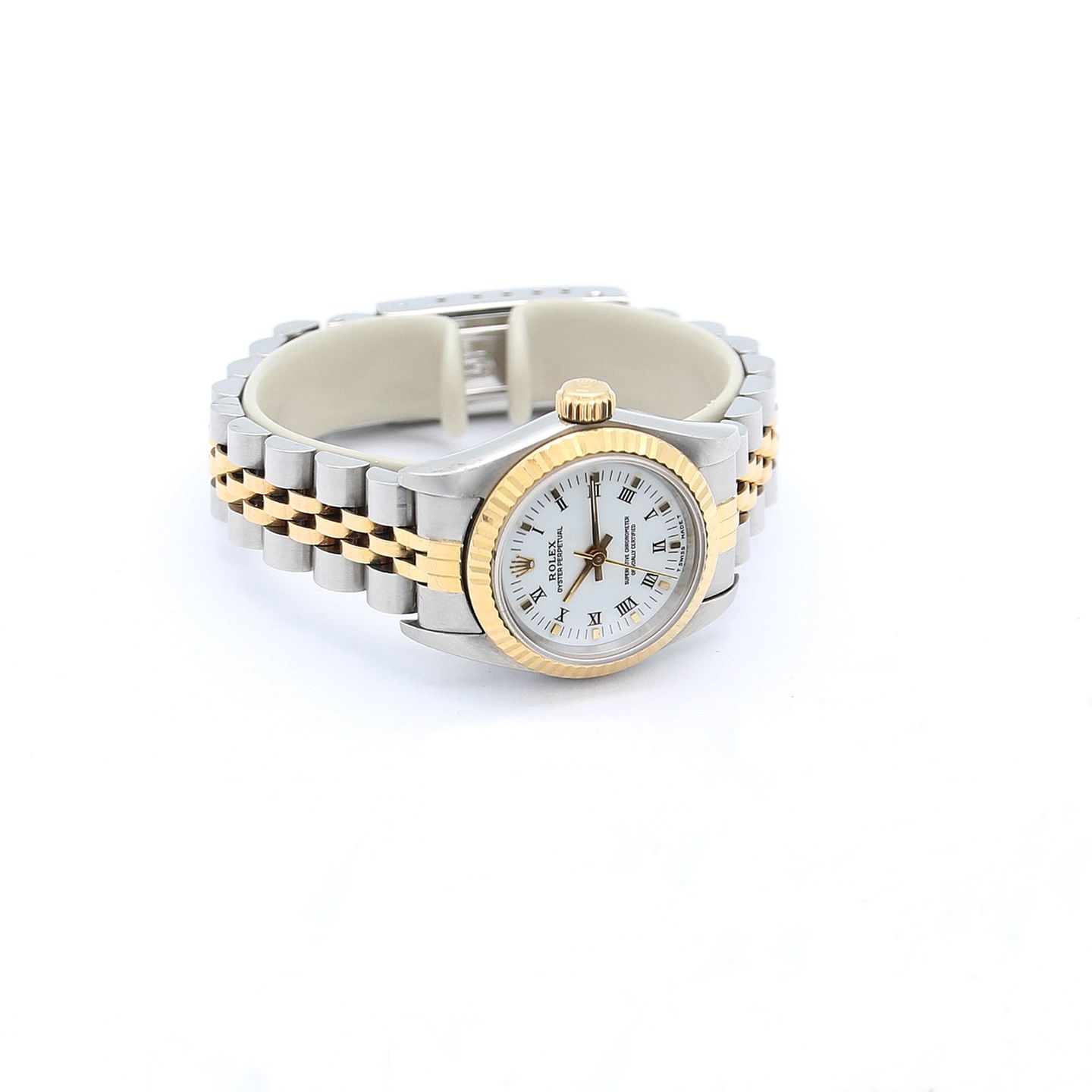 Rolex Oyster Perpetual 67193 (Unknown (random serial)) - White dial 26 mm Gold/Steel case (3/6)