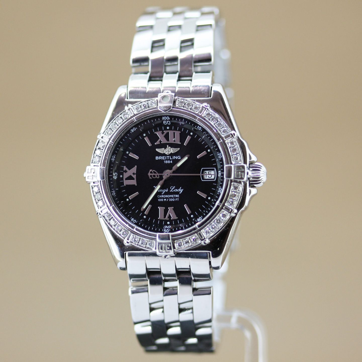 Breitling Wings Lady A67350 (2001) - Black dial 31 mm Steel case (2/8)