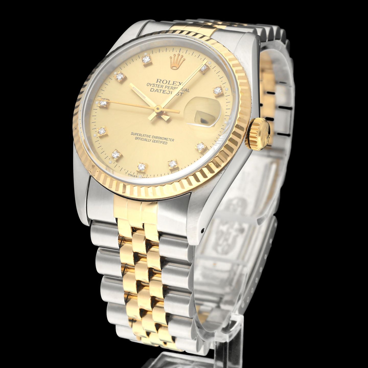 Rolex Datejust 36 16233G (1990) - Champagne dial 36 mm Gold/Steel case (2/8)