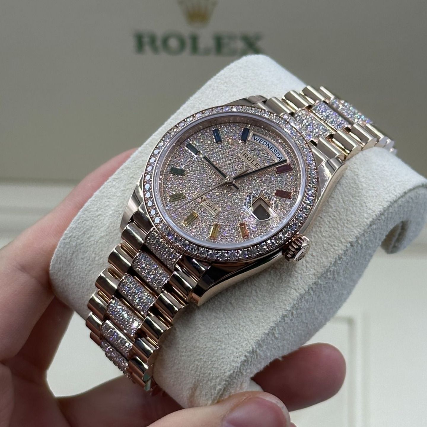 Rolex Day-Date 36 128345RBR (2024) - Diamant wijzerplaat 36mm Roségoud (6/8)