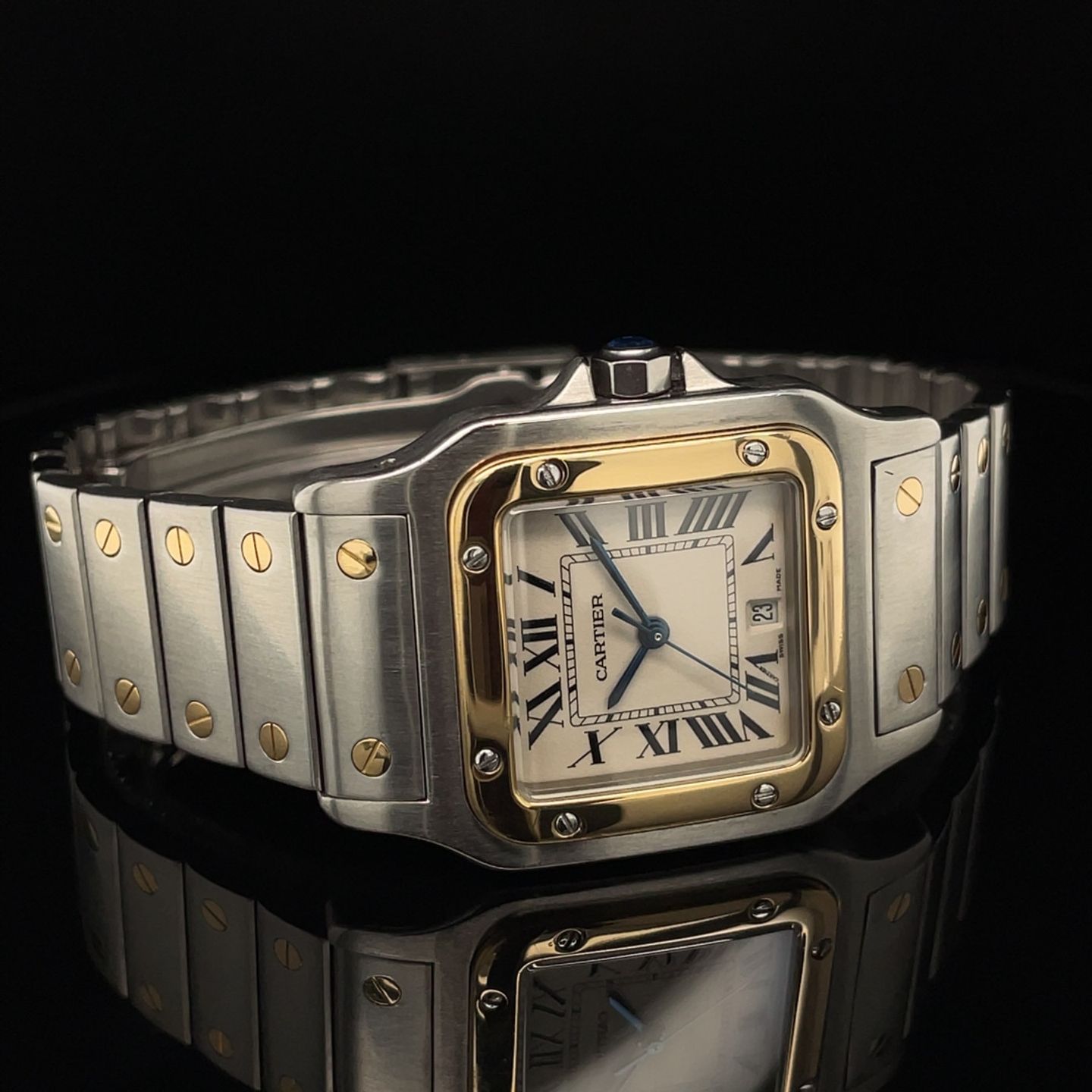 Cartier Santos Galbée 187901 (Unknown (random serial)) - White dial 29 mm Gold/Steel case (8/8)