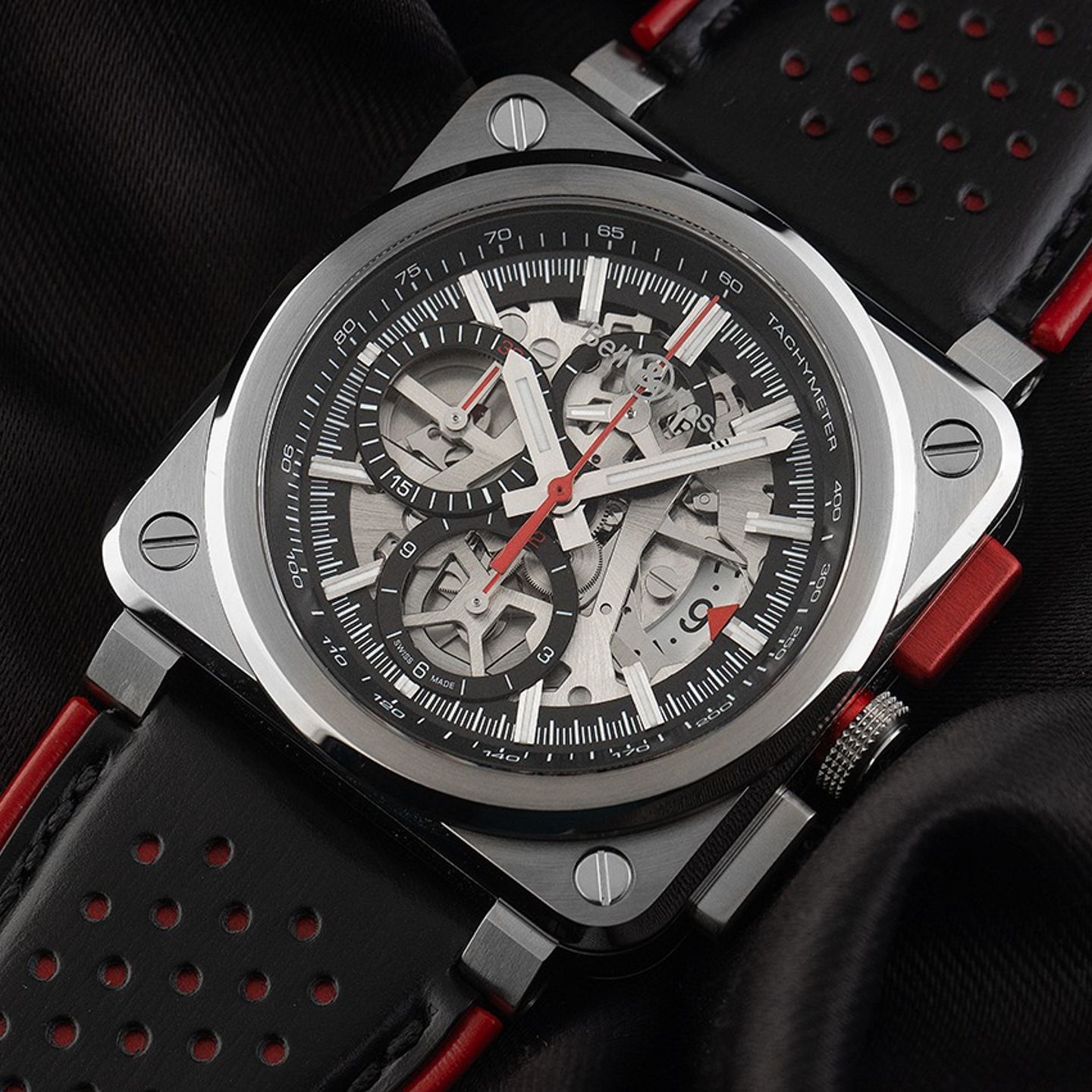 Bell & Ross BR 03-94 Chronographe BR0394-BL-SI/SCA (2023) - Transparent dial 43 mm Steel case (3/8)