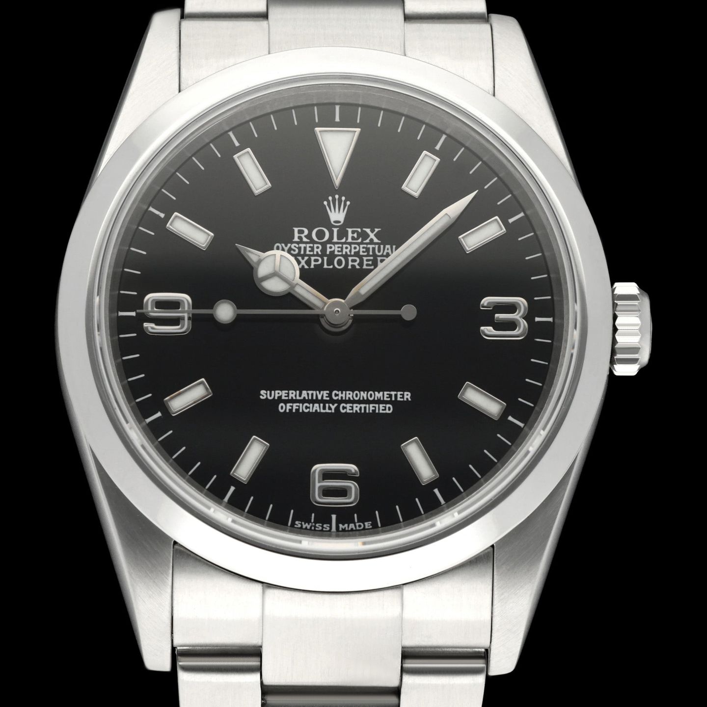 Rolex Explorer 114270 (2001) - Zwart wijzerplaat 36mm Staal (1/8)