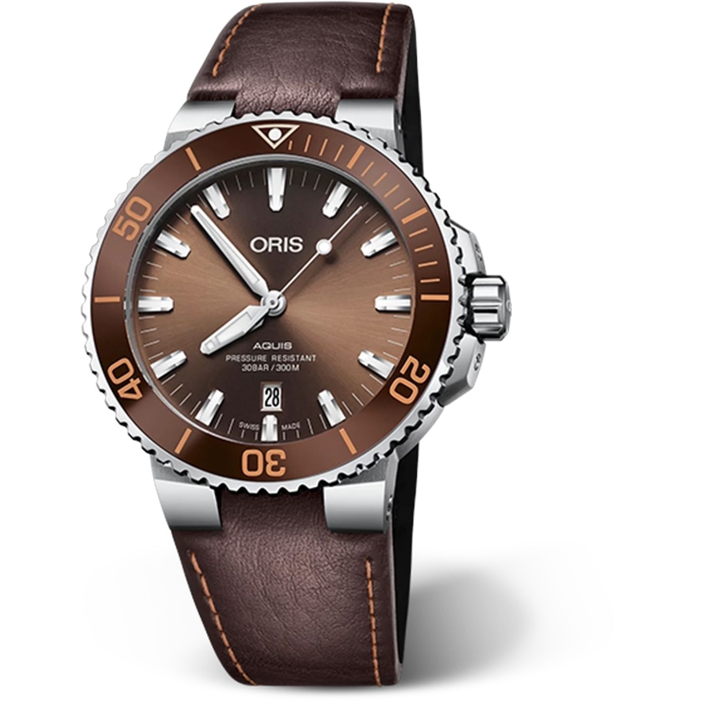 Oris Aquis Date 01 733 7730 4152-07 5 24 12EB (2025) - Bruin wijzerplaat 44mm Staal (1/1)