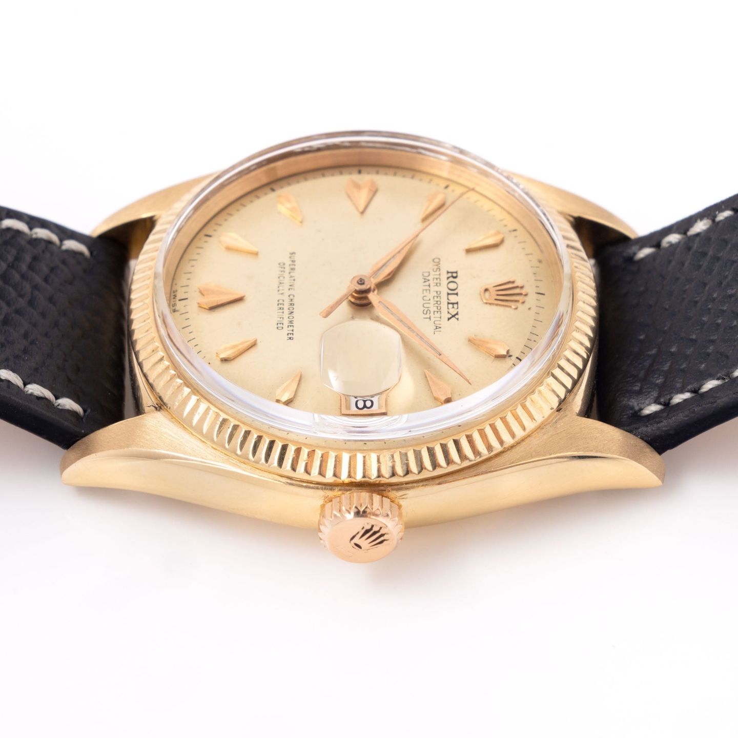 Rolex Datejust 6605 (1957) - Silver dial 36 mm Yellow Gold case (5/8)