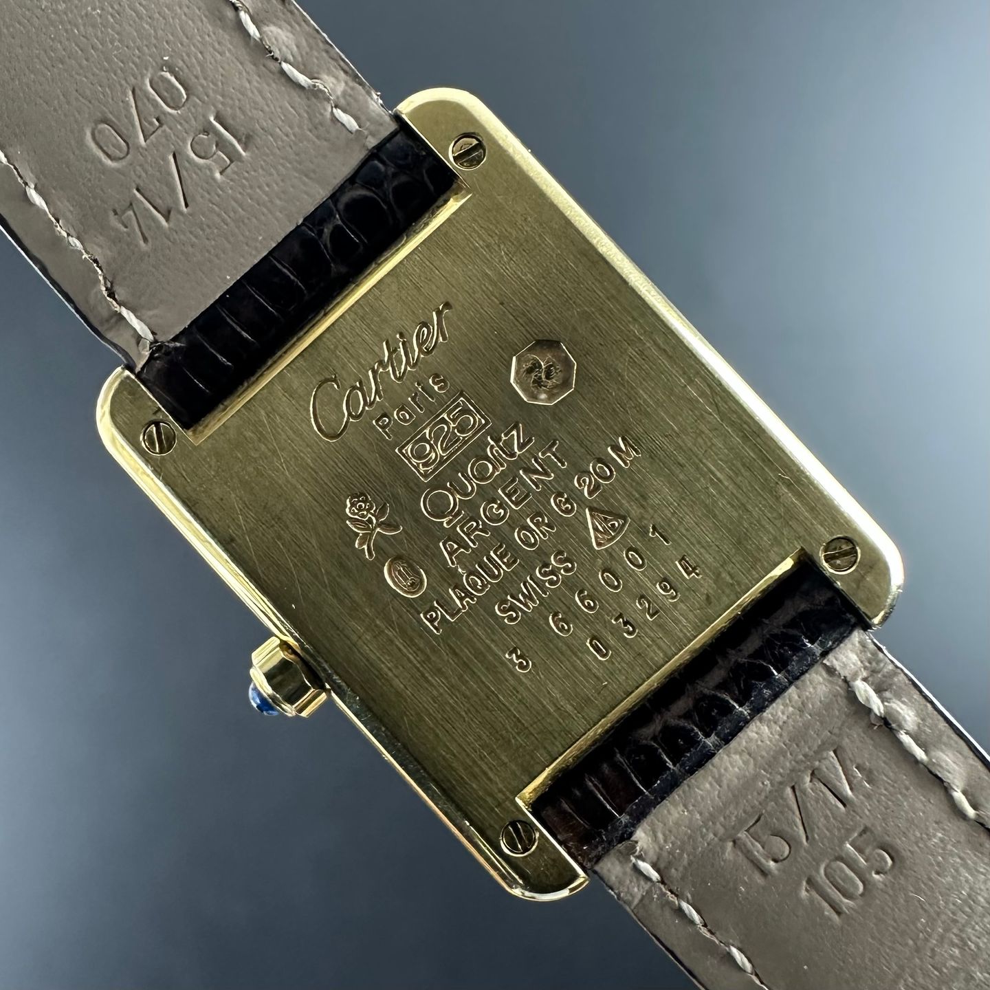 Cartier Tank Vermeil 366001 (1990) - Champagne dial 20 mm Gold/Steel case (3/8)