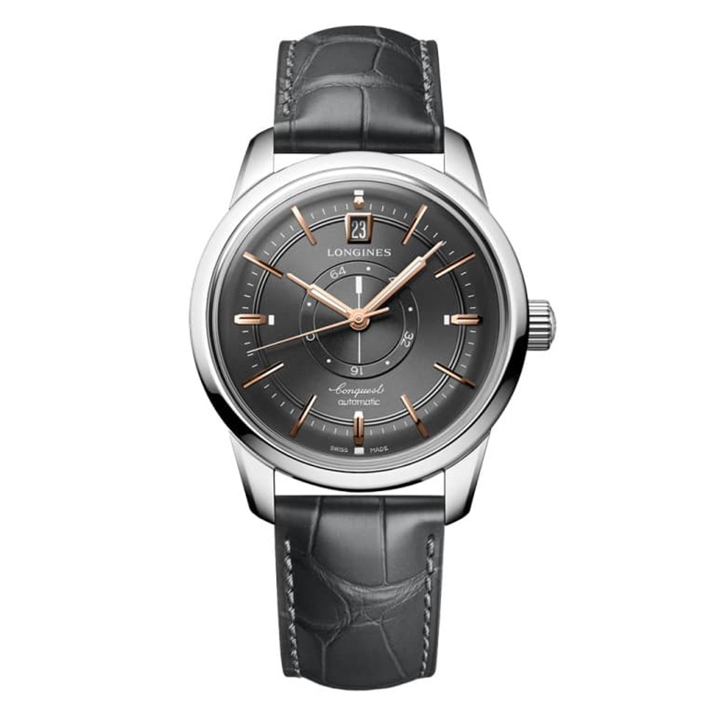 Longines Conquest Heritage L1.648.4.62.2 (2024) - Grijs wijzerplaat 38mm Staal (1/1)