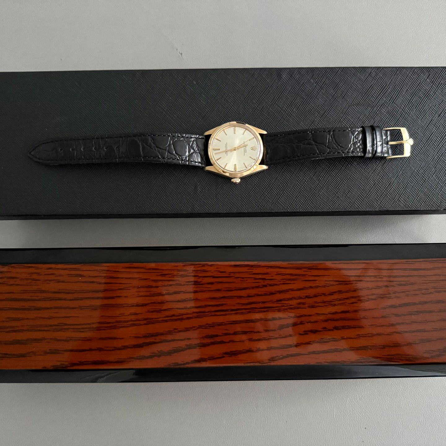 Rolex Oyster Perpetual 1002 (1966) - Silver dial 34 mm Yellow Gold case (3/14)