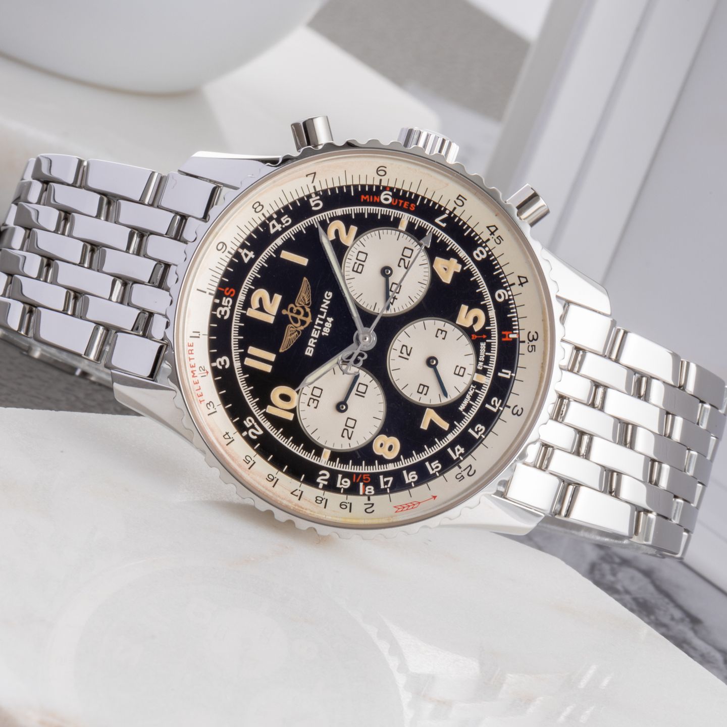 Breitling Navitimer A30021 (1995) - Zwart wijzerplaat 38mm Staal (2/8)