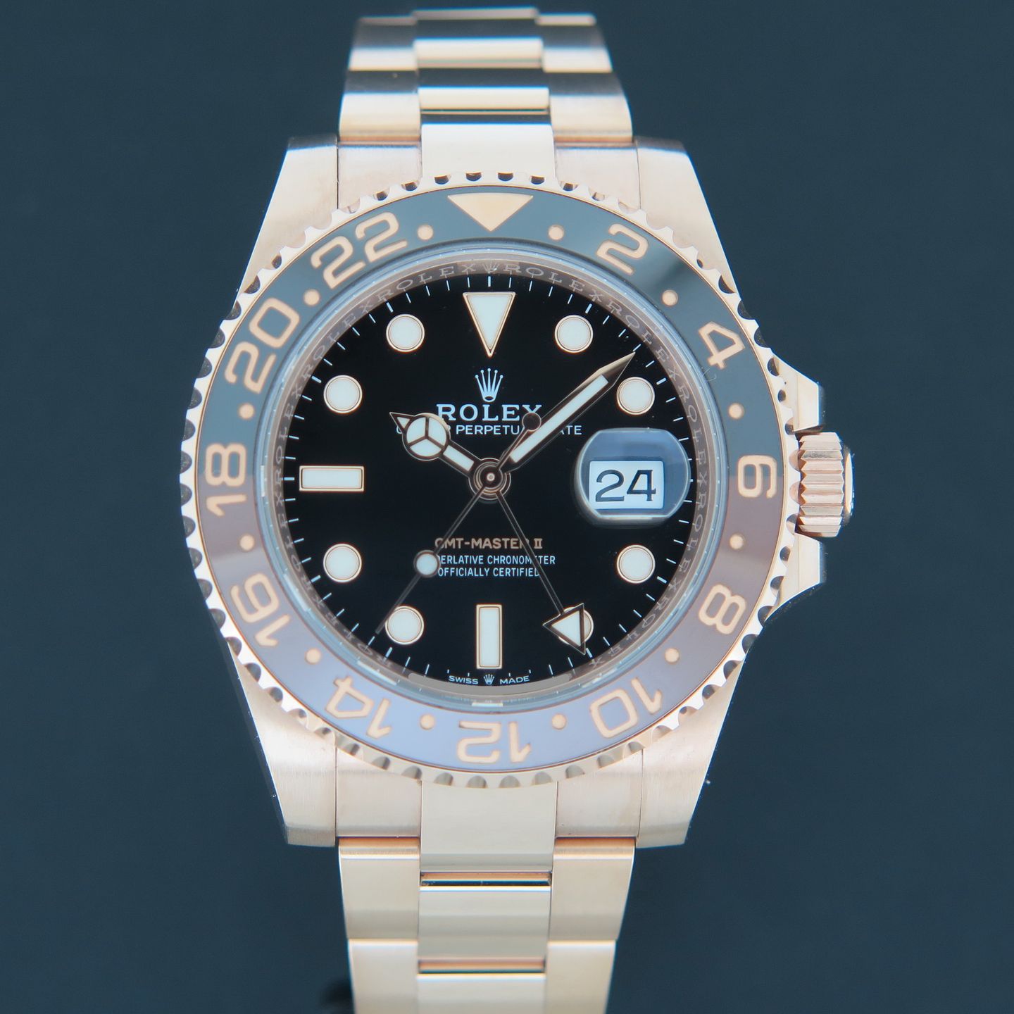 Rolex GMT-Master II 126715CHNR (2018) - Zwart wijzerplaat 40mm Roségoud (3/4)