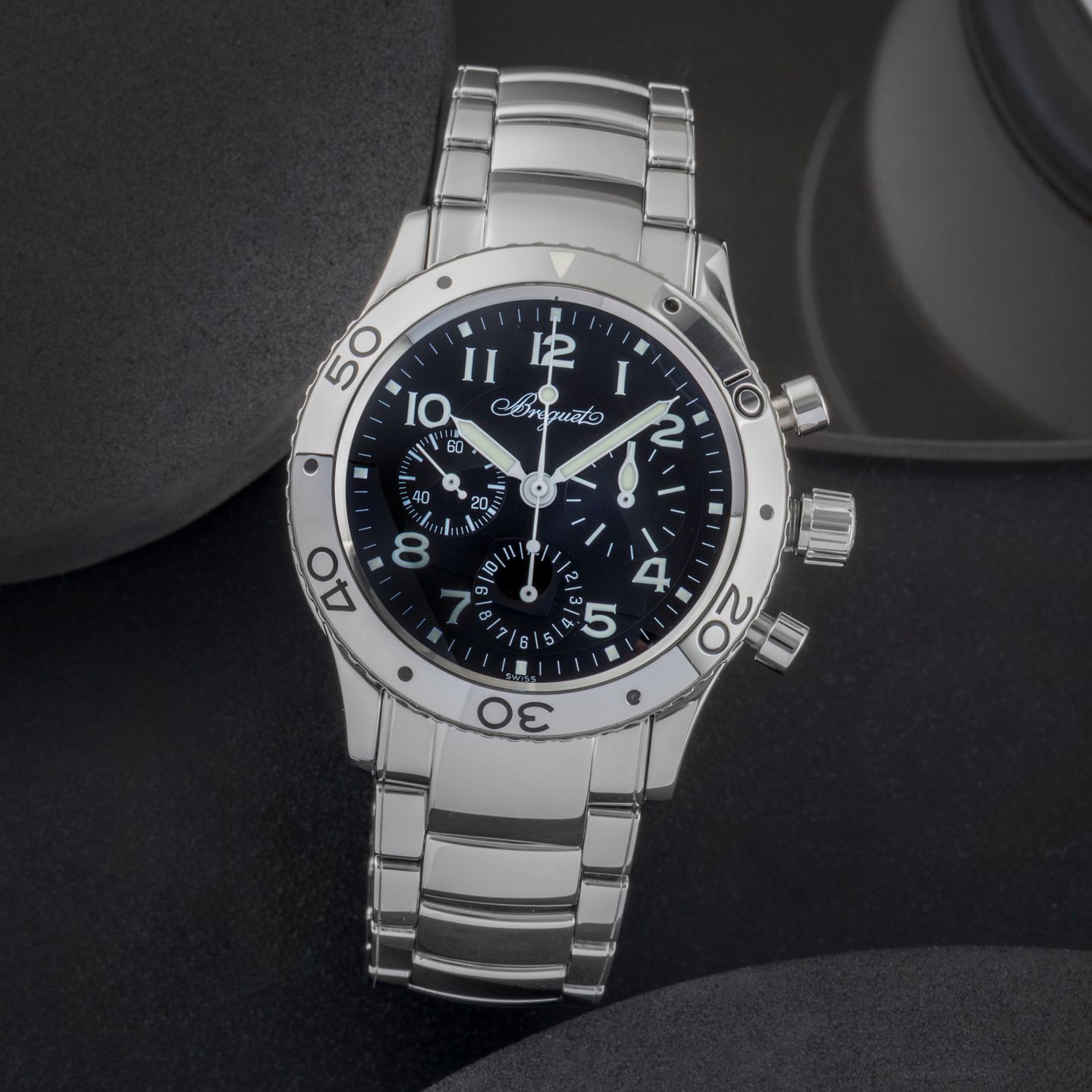 Breguet Type XX - XXI - XXII 3800 / ST 92 S W 9 (Unknown (random serial)) - Black dial 38 mm Steel case (1/8)