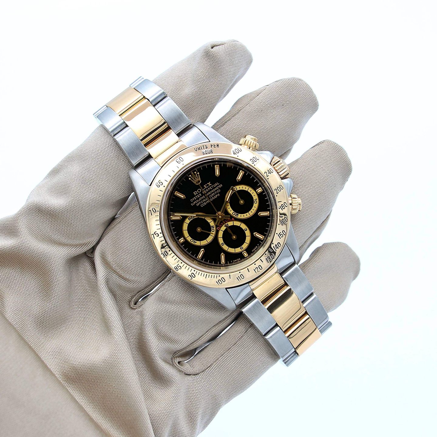 Rolex Daytona 16523 (Unknown (random serial)) - Black dial 40 mm Gold/Steel case (2/7)