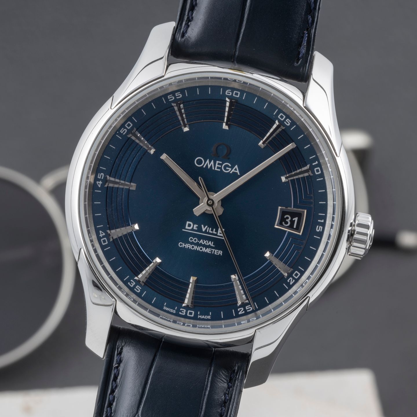 Omega De Ville 431.33.41.21.03.001 (2014) - Blauw wijzerplaat 41mm Staal (3/8)