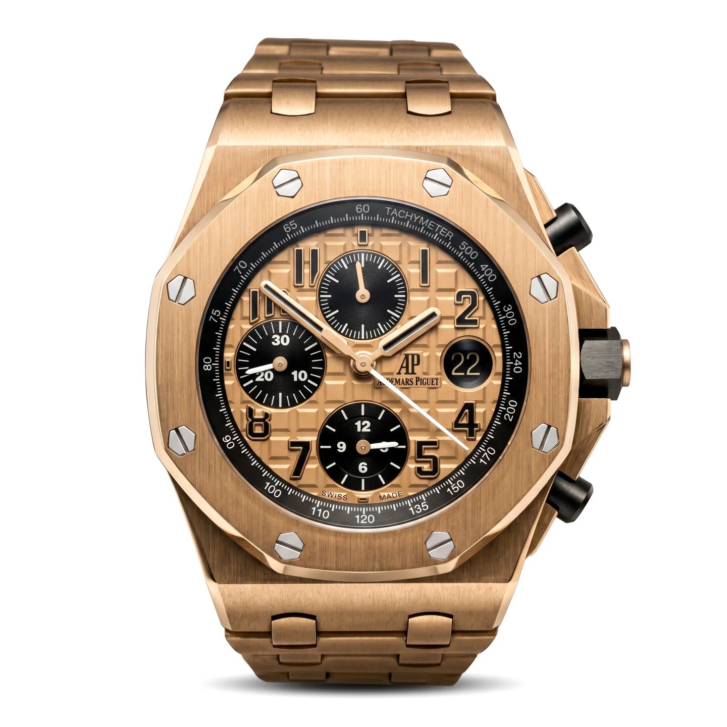 Audemars Piguet Royal Oak Offshore Chronograph 26470OR.OO.1000OR.01 (2014) - Champagne dial 42 mm Rose Gold case (1/8)
