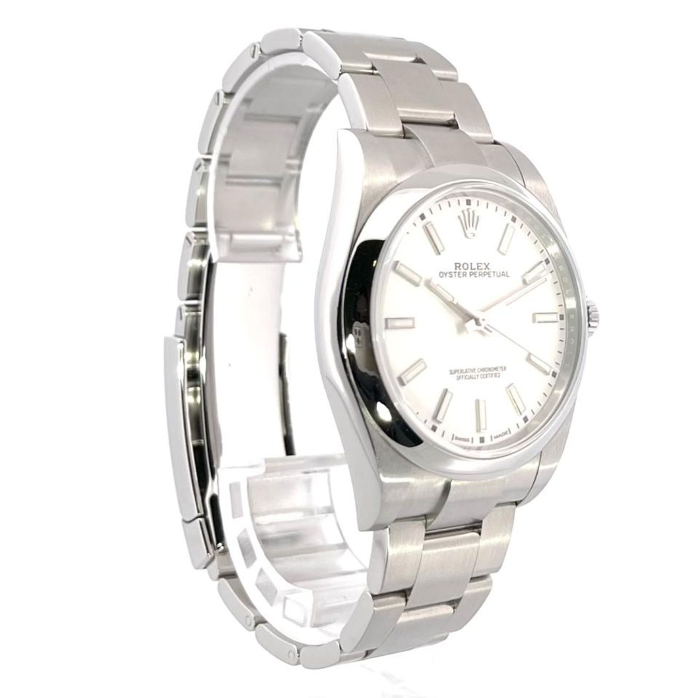 Rolex Oyster Perpetual 39 114300 (2019) - White dial 39 mm Steel case (4/8)
