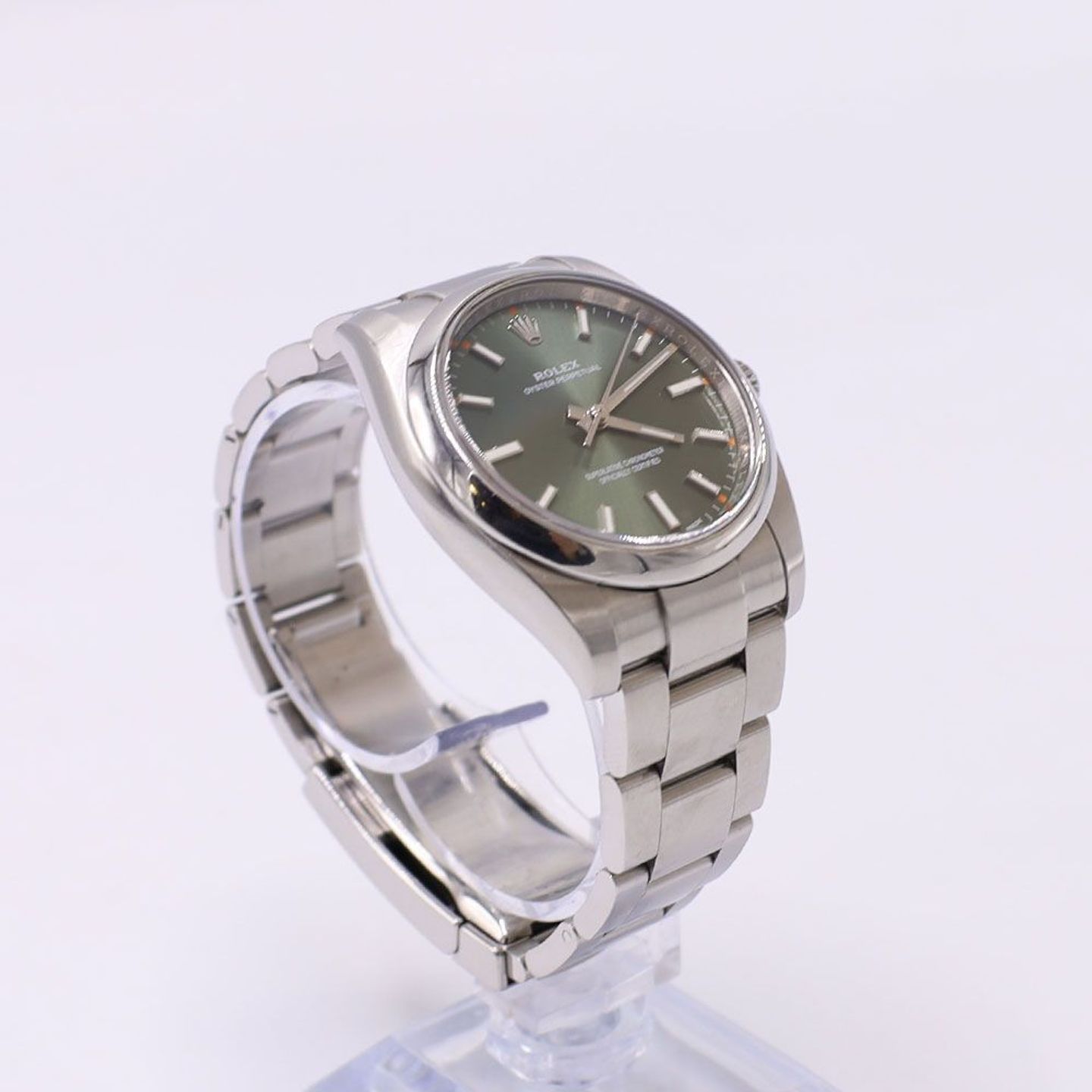 Rolex Oyster Perpetual 114200 (Unknown (random serial)) - Green dial 34 mm Steel case (3/5)