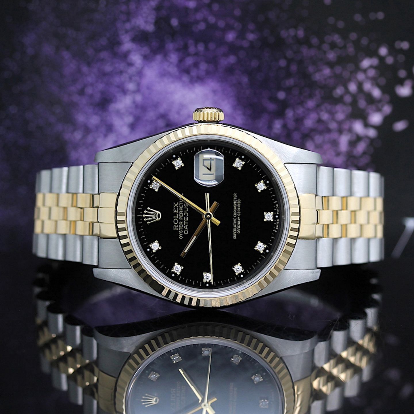 Rolex Datejust 36 16233 (1989) - Black dial 36 mm Gold/Steel case (5/8)
