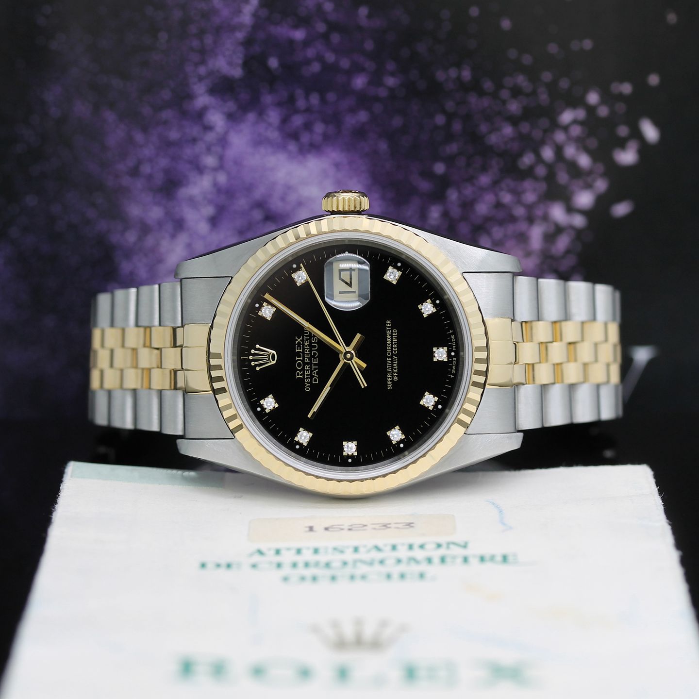 Rolex Datejust 36 16233 (1989) - Black dial 36 mm Gold/Steel case (2/8)