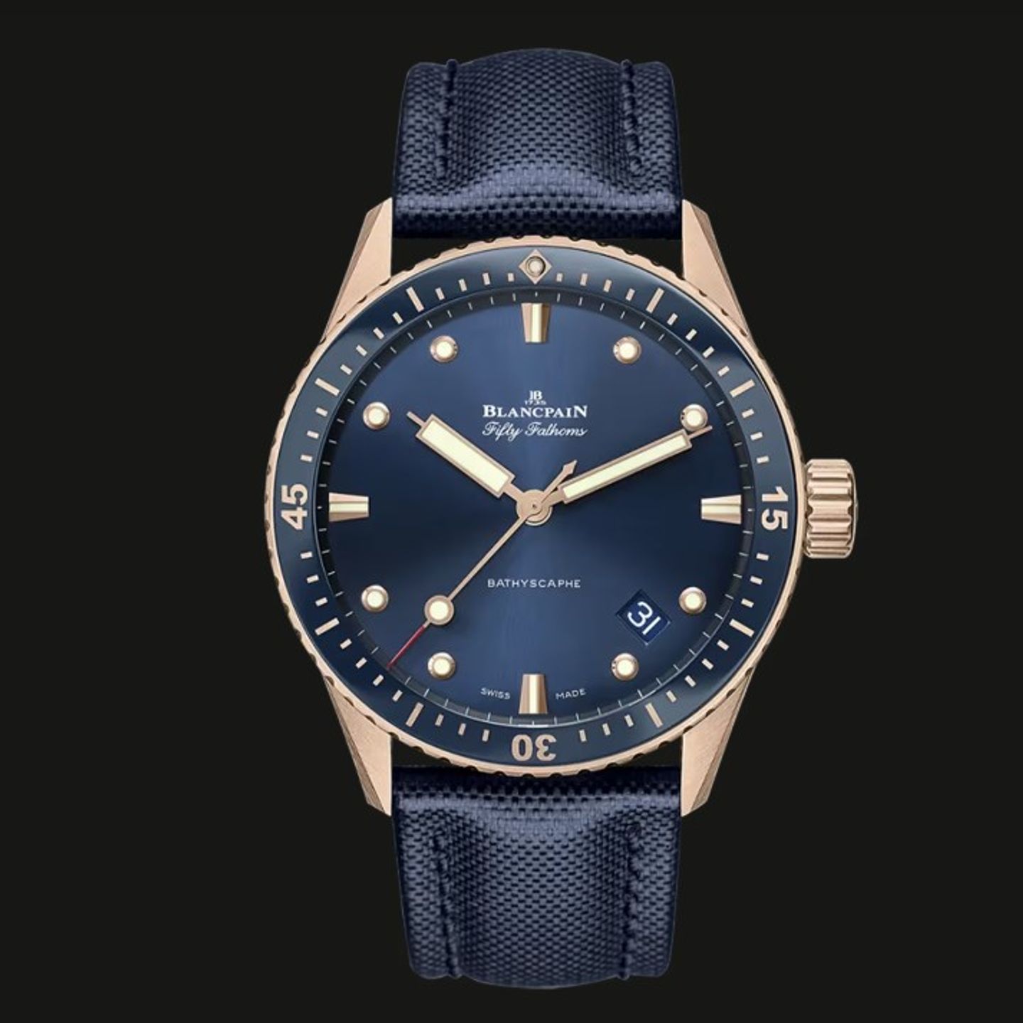 Blancpain Fifty Fathoms Bathyscaphe 5000-36S40-O52A (2023) - Blue dial 43 mm Red Gold case (1/1)