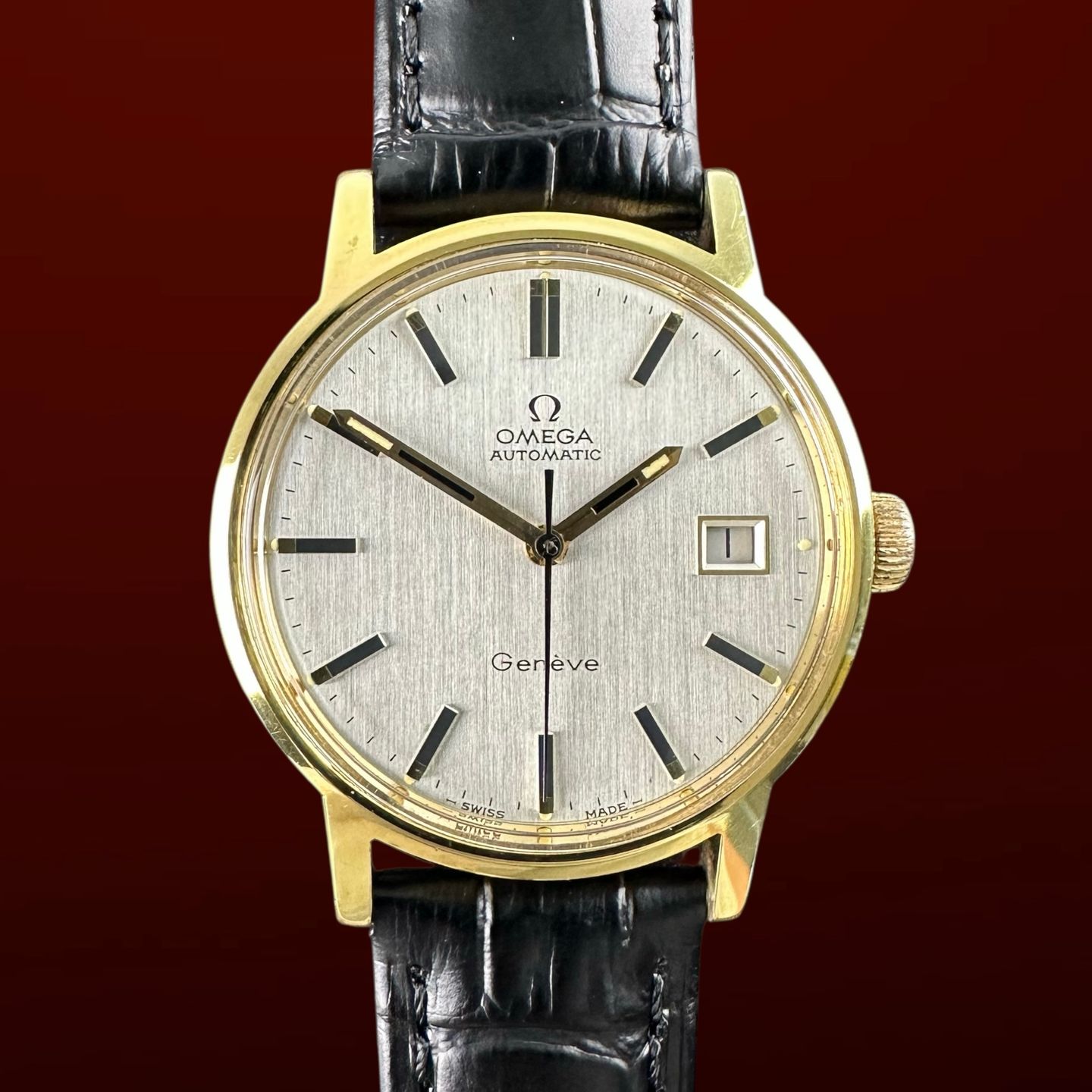 Omega Genève 166.0098 (1973) - White dial 35 mm Gold/Steel case (1/8)