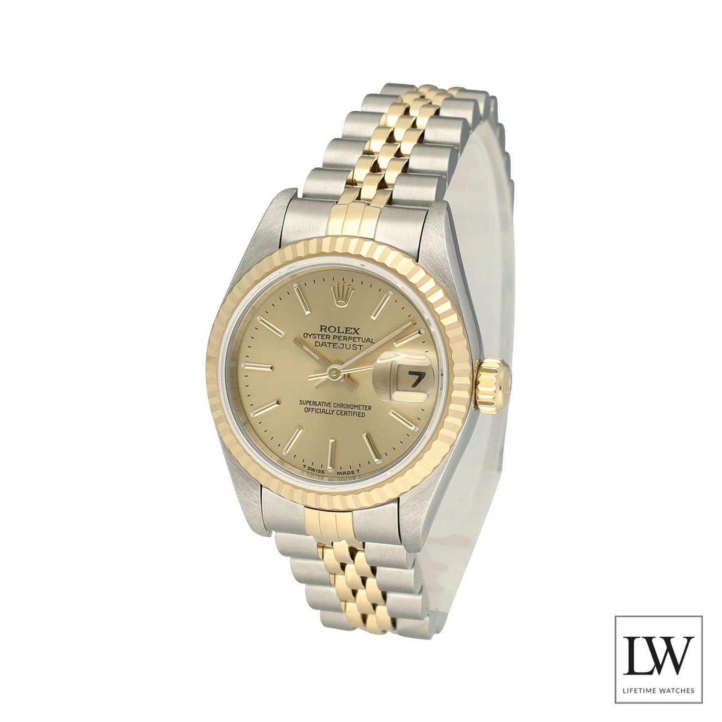 Rolex Lady-Datejust 69173 (1996) - Champagne dial 26 mm Gold/Steel case (4/8)