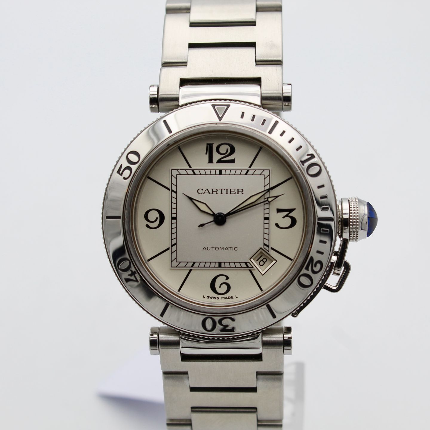 Cartier Pasha Seatimer W31080M7 (Onbekend (willekeurig serienummer)) - Zilver wijzerplaat 40mm Staal (1/8)