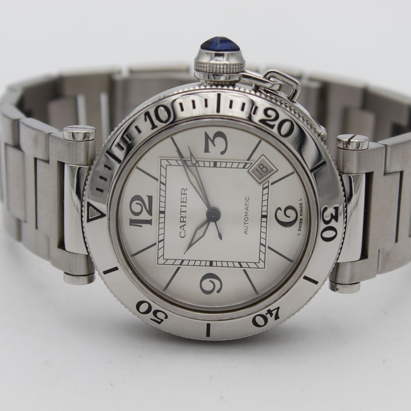 Cartier Pasha Seatimer W31080M7 (Onbekend (willekeurig serienummer)) - Zilver wijzerplaat 40mm Staal (4/8)