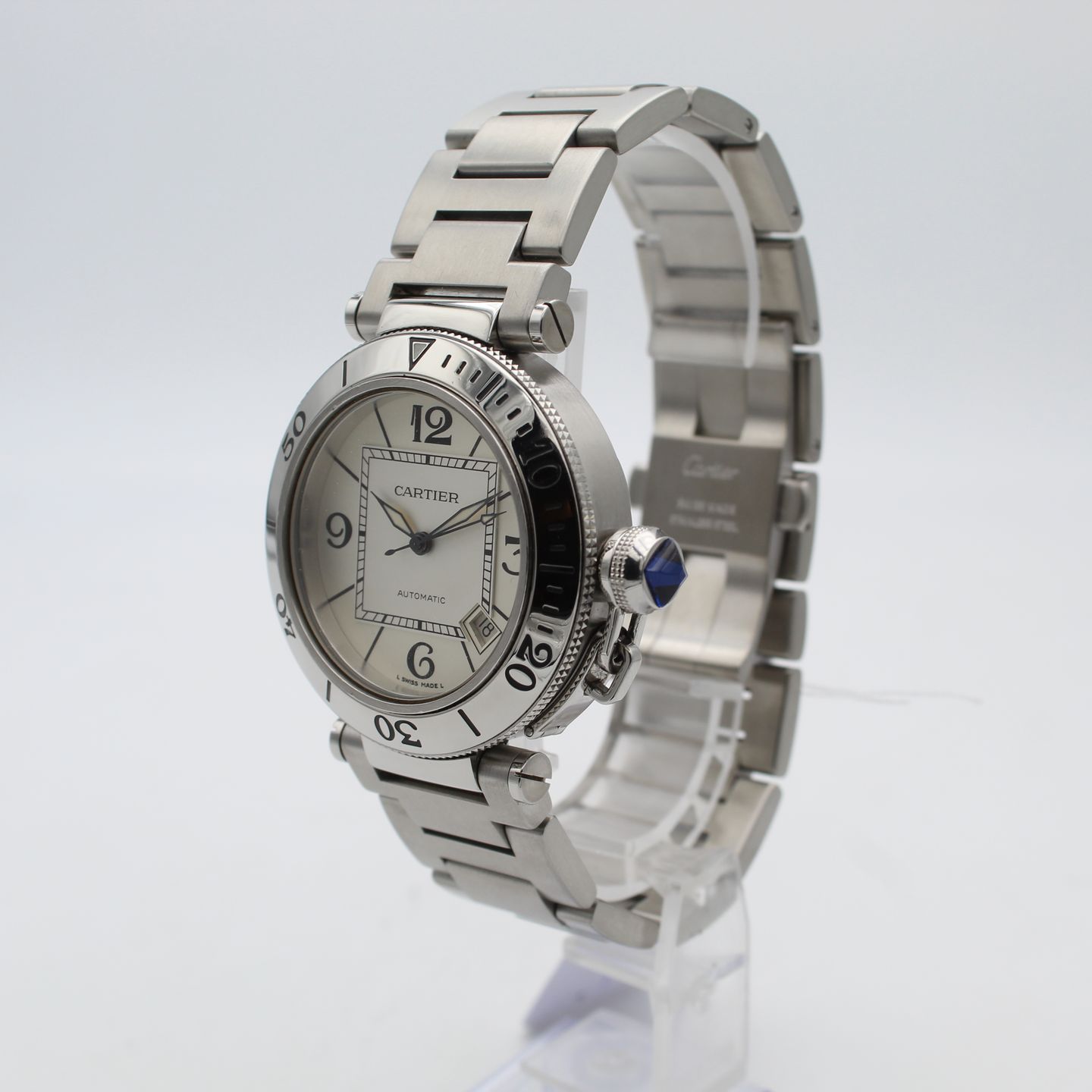 Cartier Pasha Seatimer W31080M7 (Onbekend (willekeurig serienummer)) - Zilver wijzerplaat 40mm Staal (2/8)