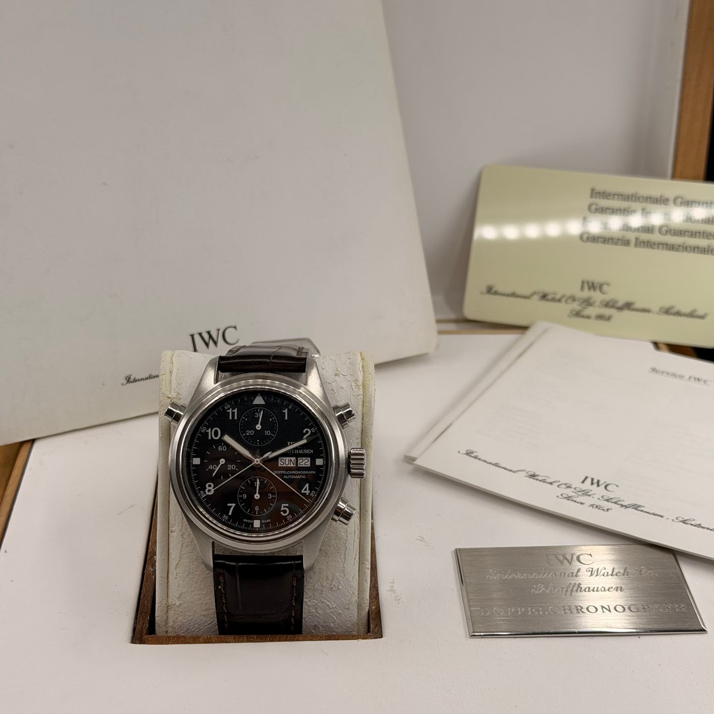 IWC Pilot Double Chronograph IW3713 (1998) - Black dial 42 mm Steel case (7/7)