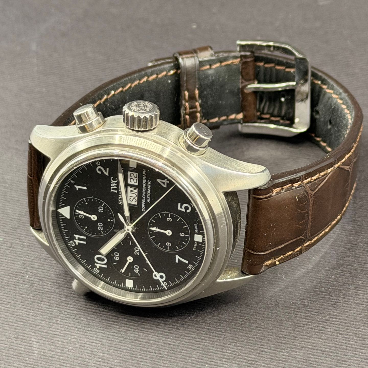 IWC Pilot Double Chronograph IW3713 (1998) - Black dial 42 mm Steel case (6/7)