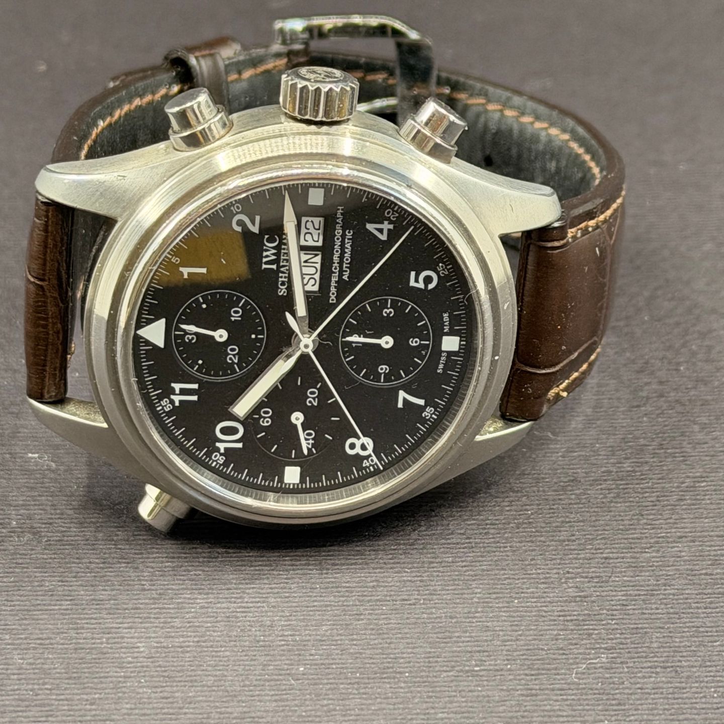 IWC Pilot Double Chronograph IW3713 (1998) - Black dial 42 mm Steel case (1/7)