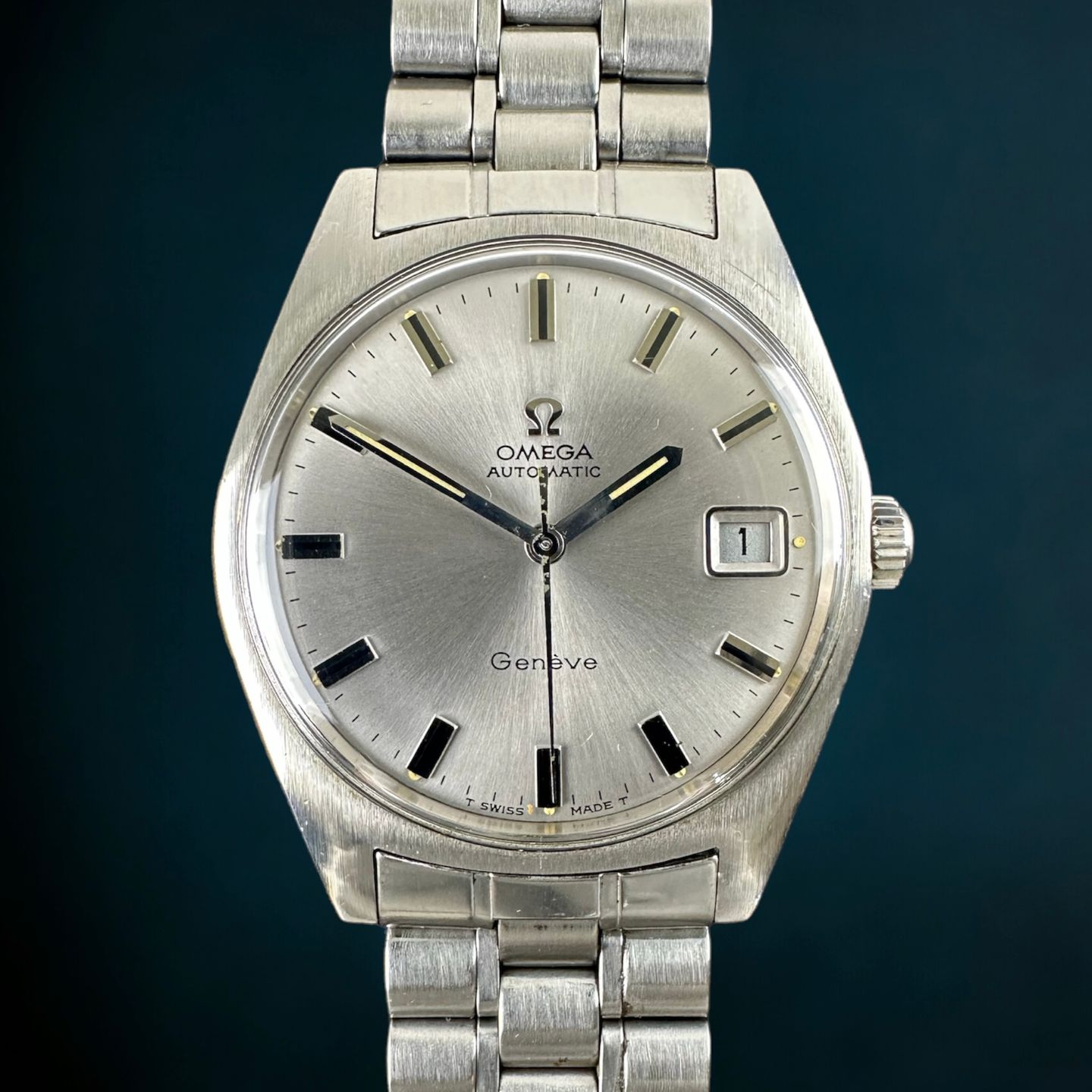 Omega Genève 166.041 (1968) - Silver dial 34 mm Steel case (1/8)