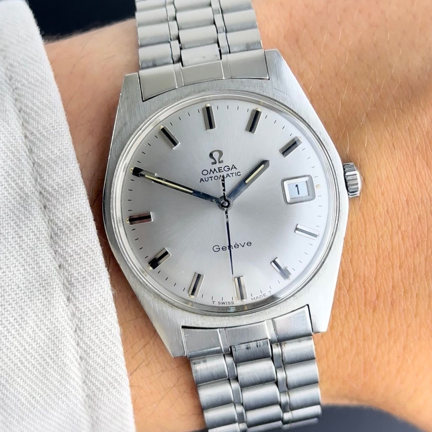 Omega Genève 166.041 (1968) - Zilver wijzerplaat 34mm Staal (2/8)