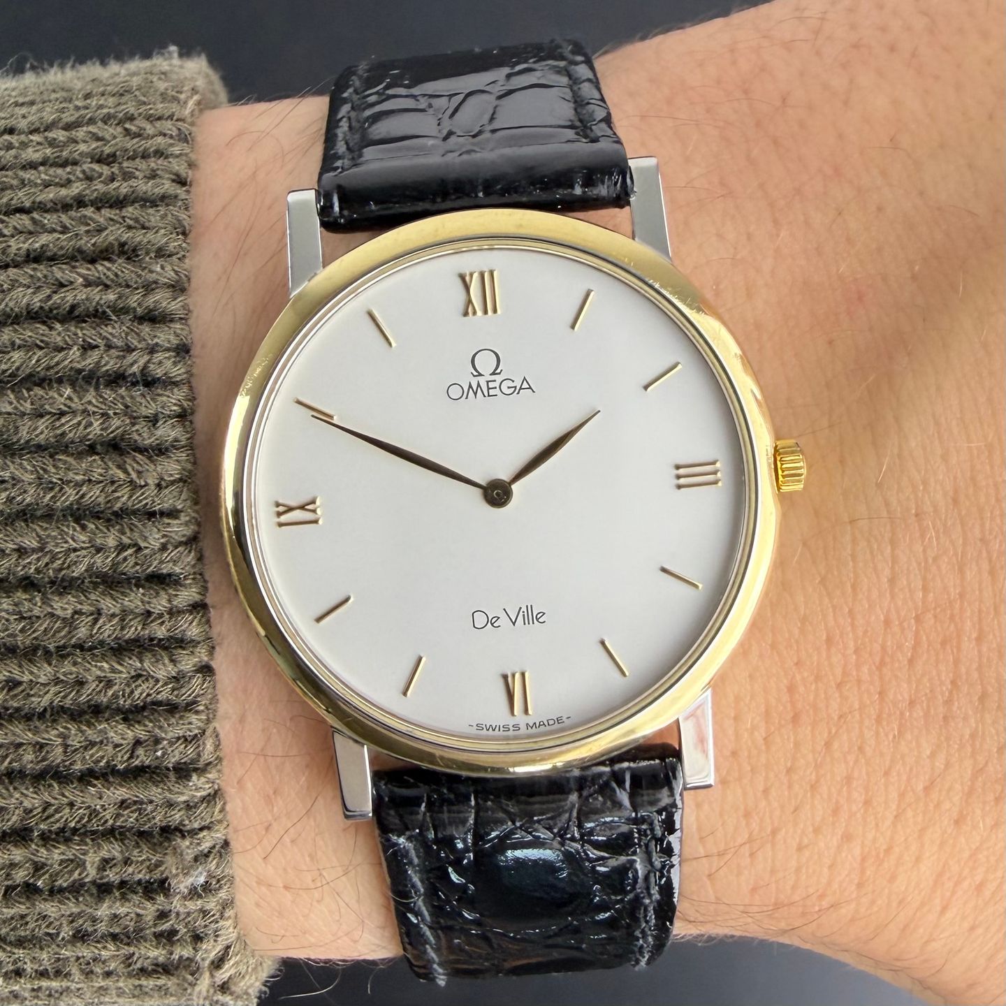 Omega De Ville 195.2378 (1993) - White dial 32 mm Gold/Steel case (2/8)