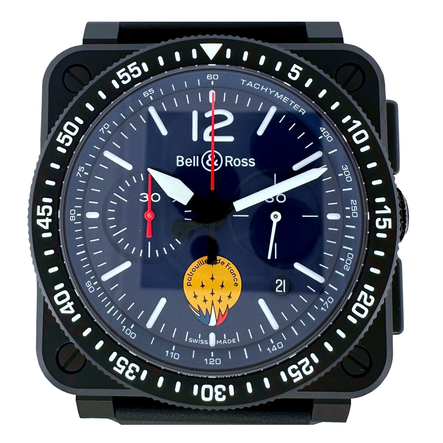 Bell & Ross BR 03-94 Chronographe BR0394-PAF1-CE/SRB (2022) - Blue dial 42 mm Ceramic case (1/8)