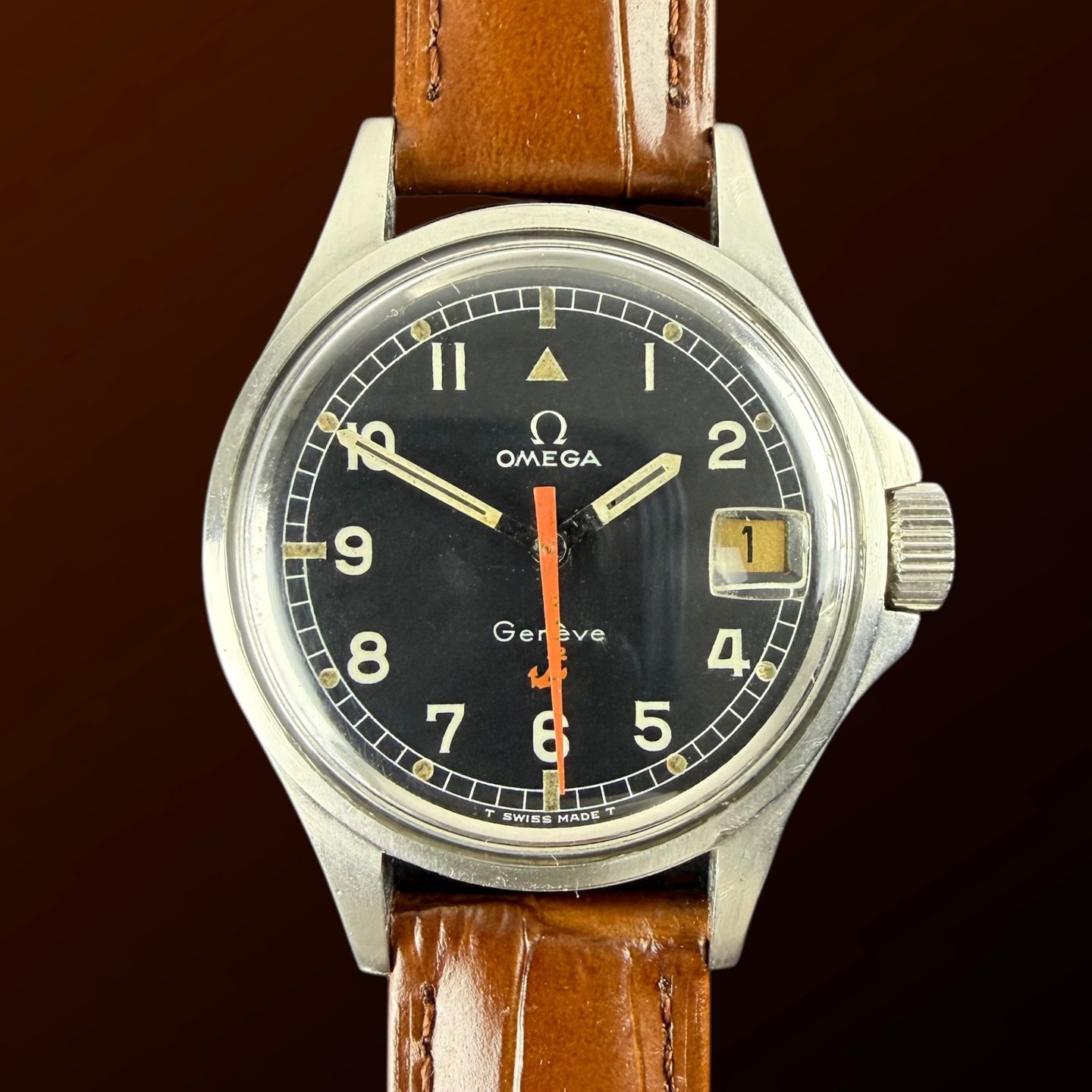 Omega Genève 166.038 (1969) - Black dial 35 mm Steel case (1/8)