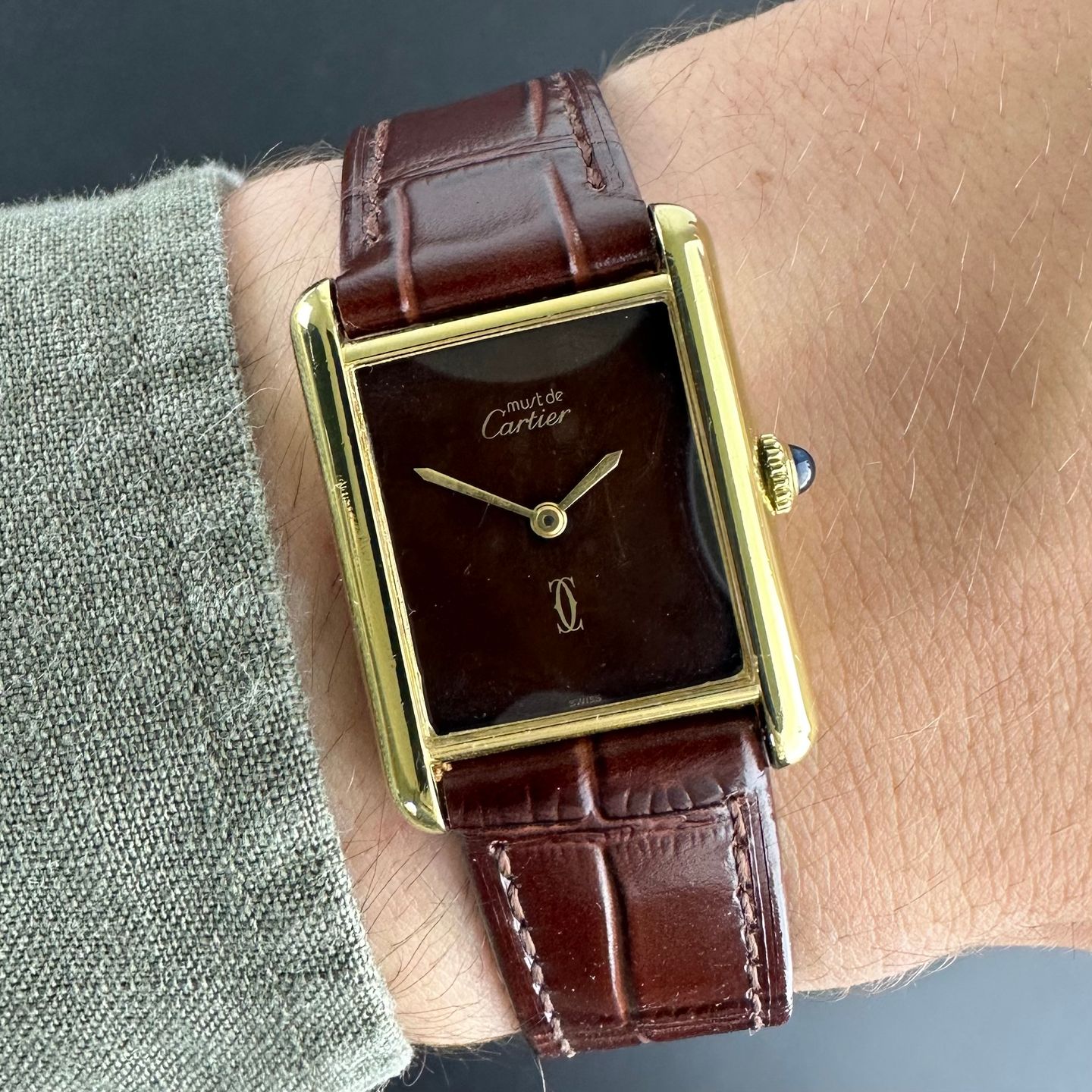 Cartier Tank Vermeil Unknown (1990) - Brown dial 31 mm Steel case (2/8)