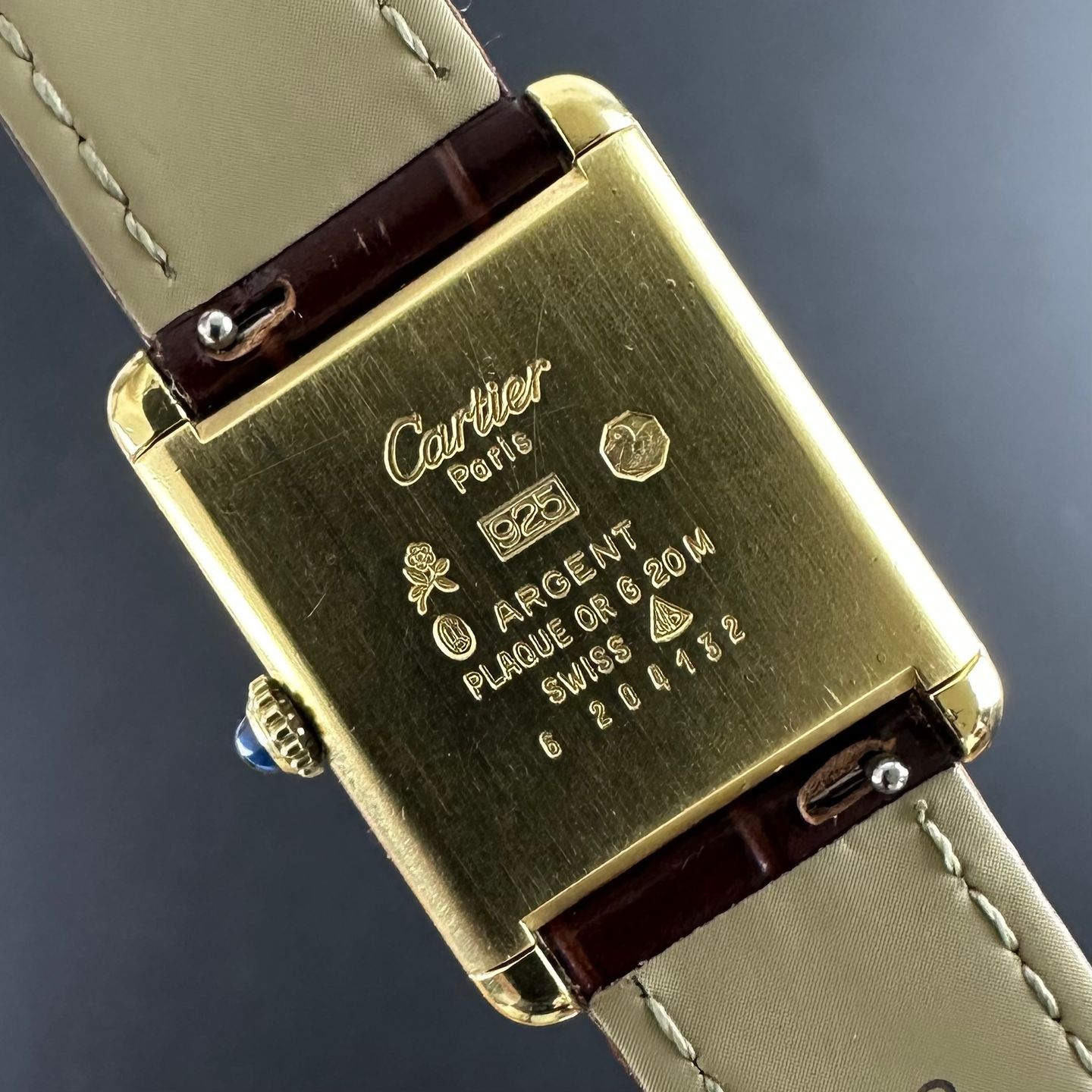 Cartier Tank Vermeil Unknown (1990) - Brown dial 31 mm Steel case (4/8)