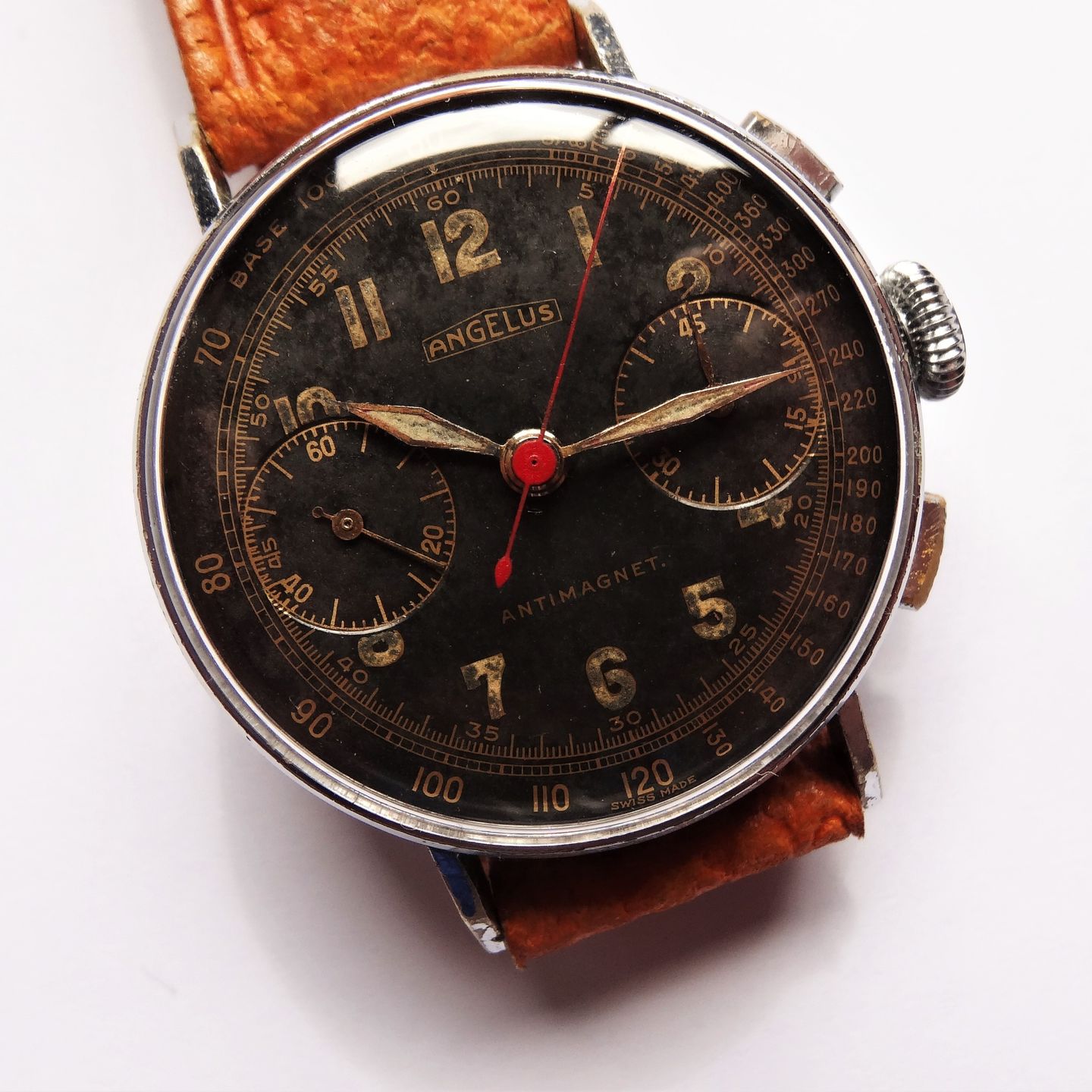 Angelus Vintage 215 (1942) - Black dial 35 mm Steel case (3/8)