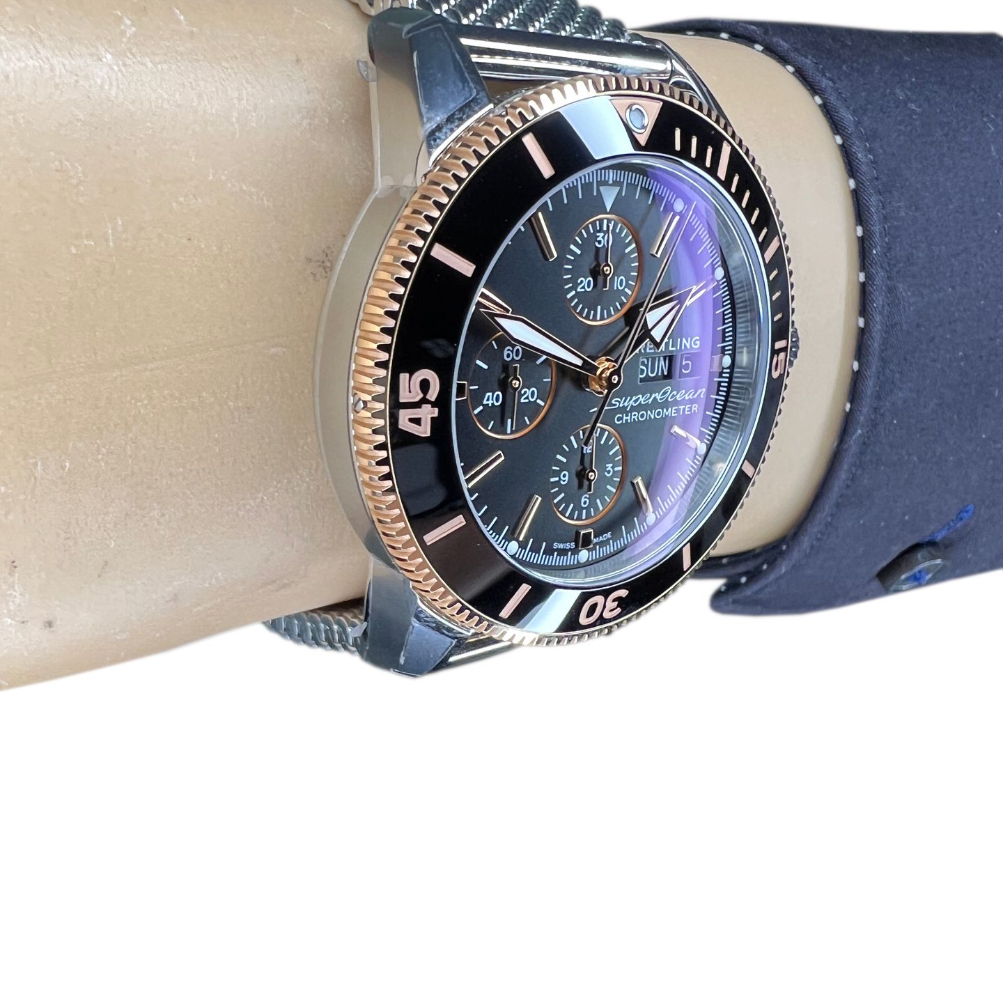 Breitling Superocean Heritage II Chronograph U13313121B1A1 (2024) - Zwart wijzerplaat 44mm Goud/Staal (5/8)