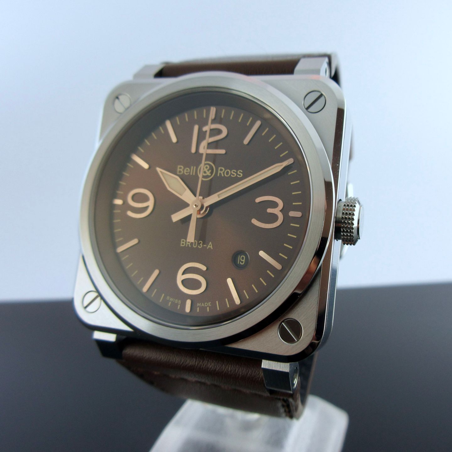 Bell & Ross BR 03 BR03A-GH-ST/SCA (2024) - Bruin wijzerplaat 42mm Staal (2/8)